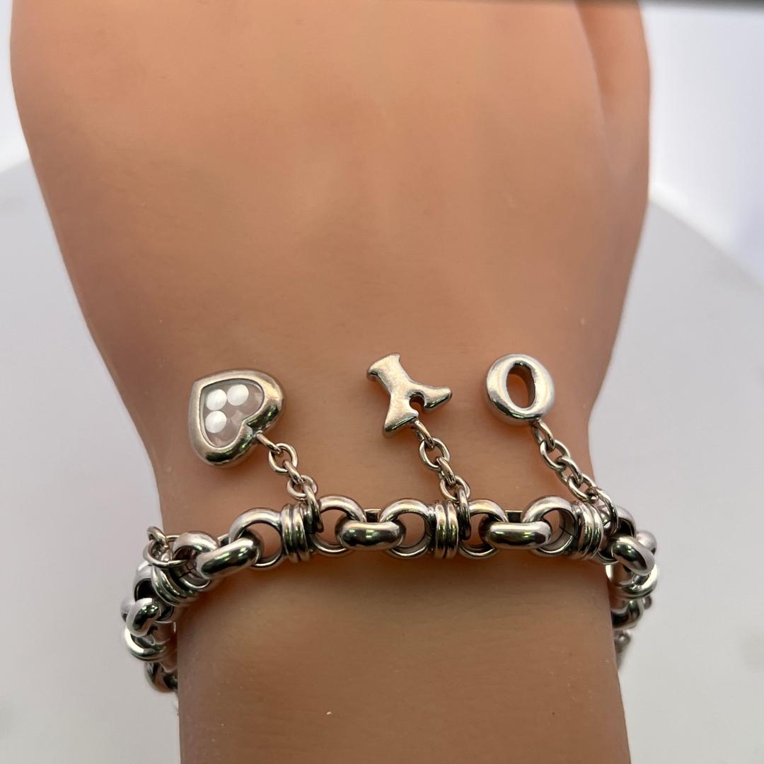 Chopard 18K White Gold Charm Bracelet with 0.09ct Round F VS Diamonds