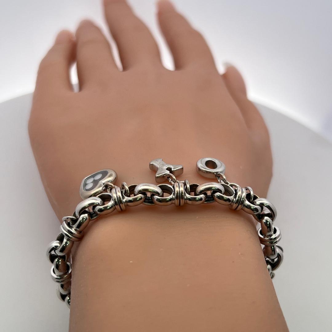 Chopard 18K White Gold Charm Bracelet with 0.09ct Round F VS Diamonds