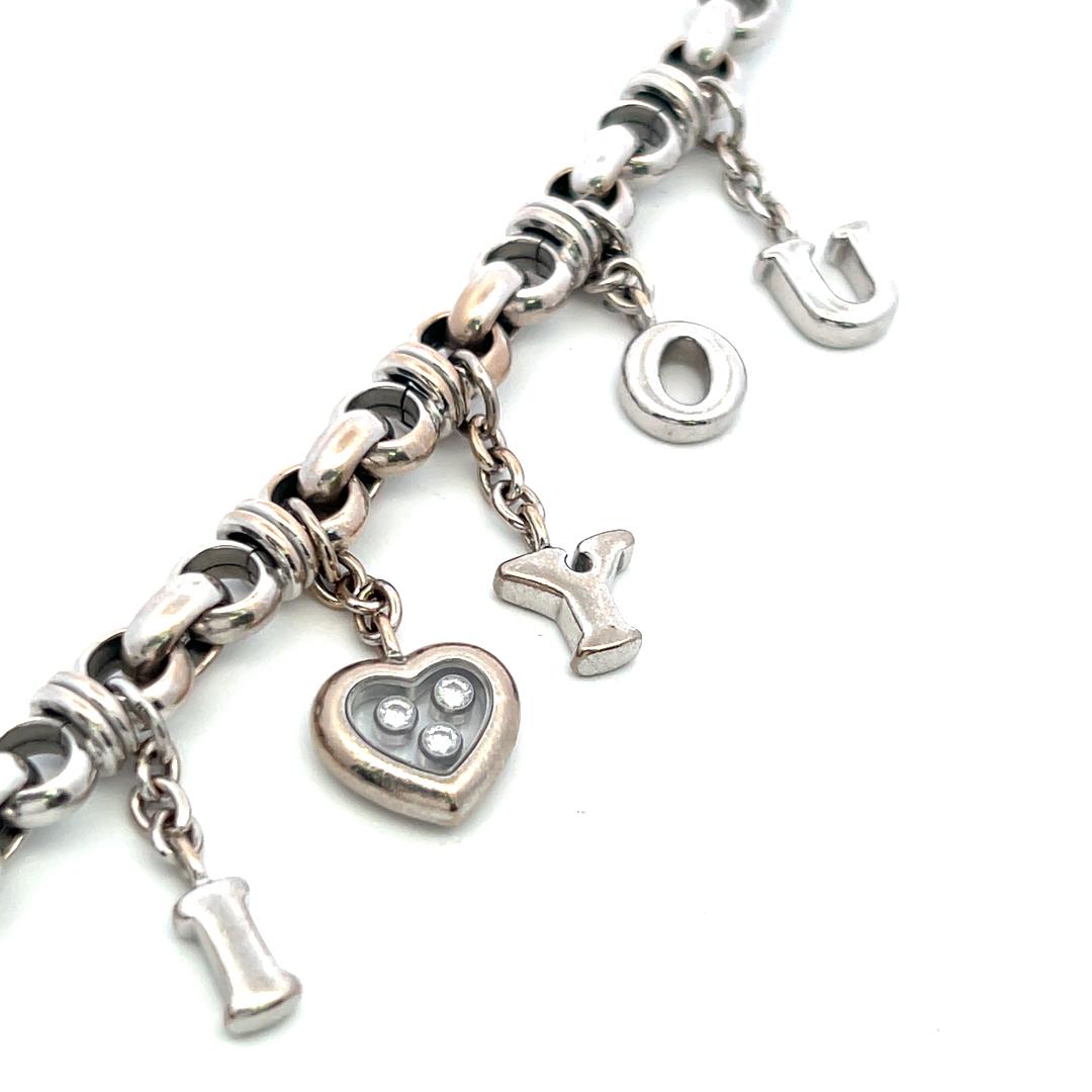 Chopard 18K White Gold Charm Bracelet with 0.09ct Round F VS Diamonds