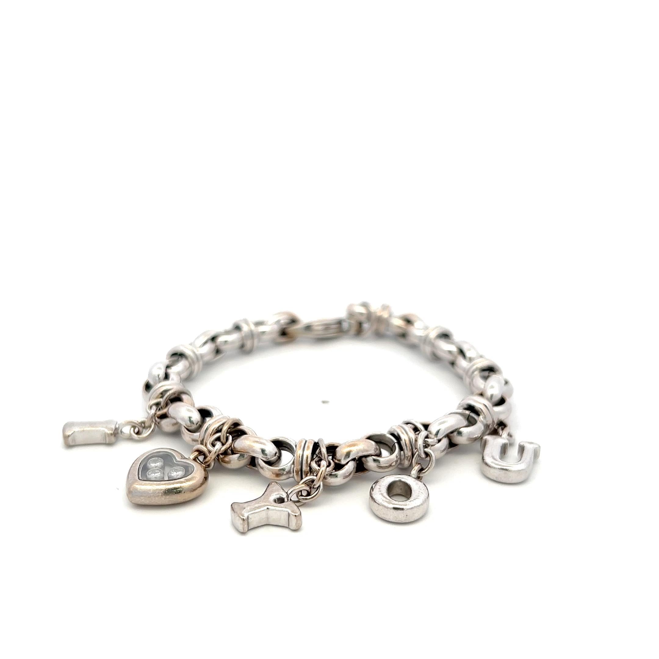 Chopard 18K White Gold Charm Bracelet with 0.09ct Round F VS Diamonds