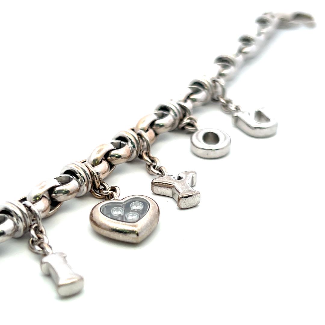 Chopard 18K White Gold Charm Bracelet with 0.09ct Round F VS Diamonds
