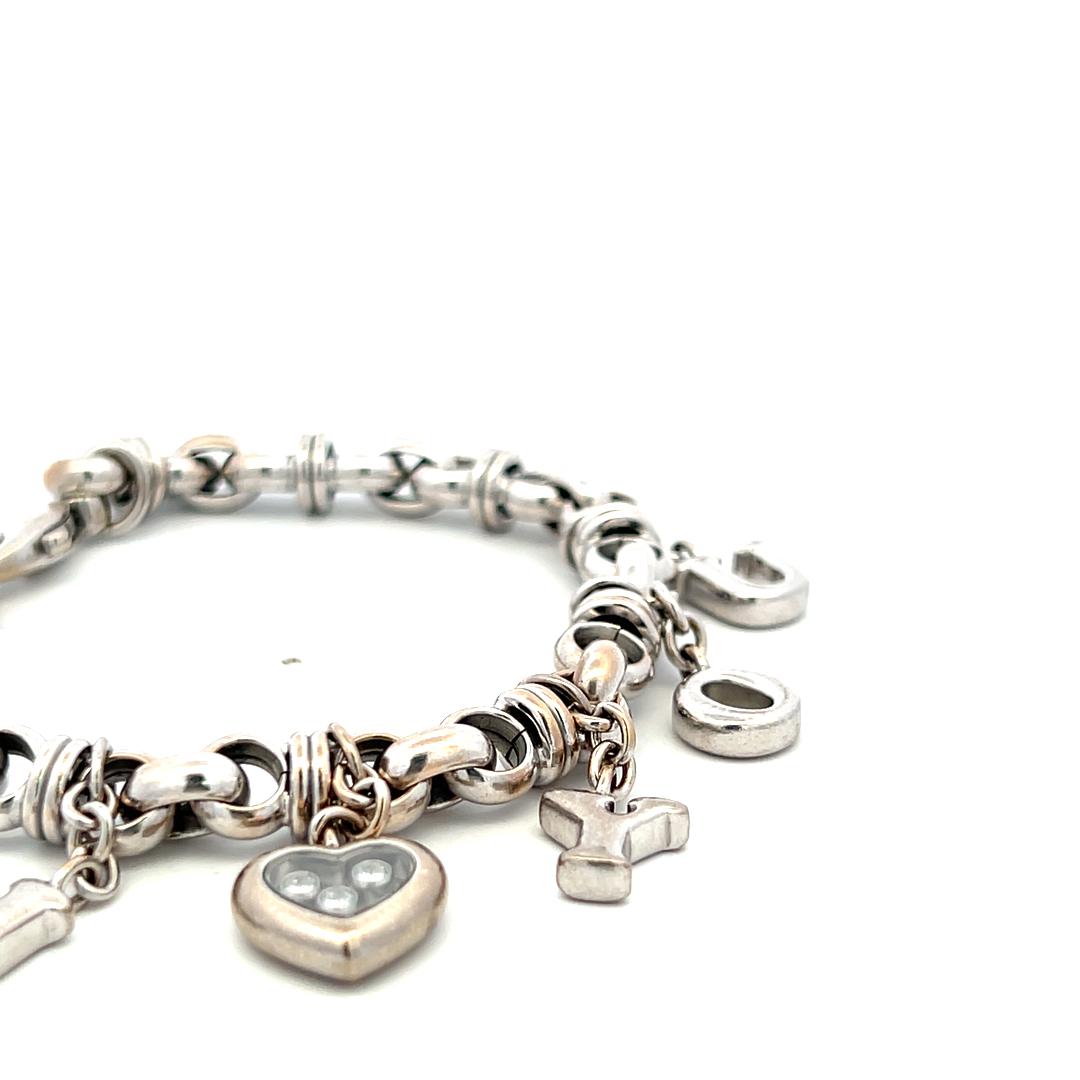 Chopard 18K White Gold Charm Bracelet with 0.09ct Round F VS Diamonds