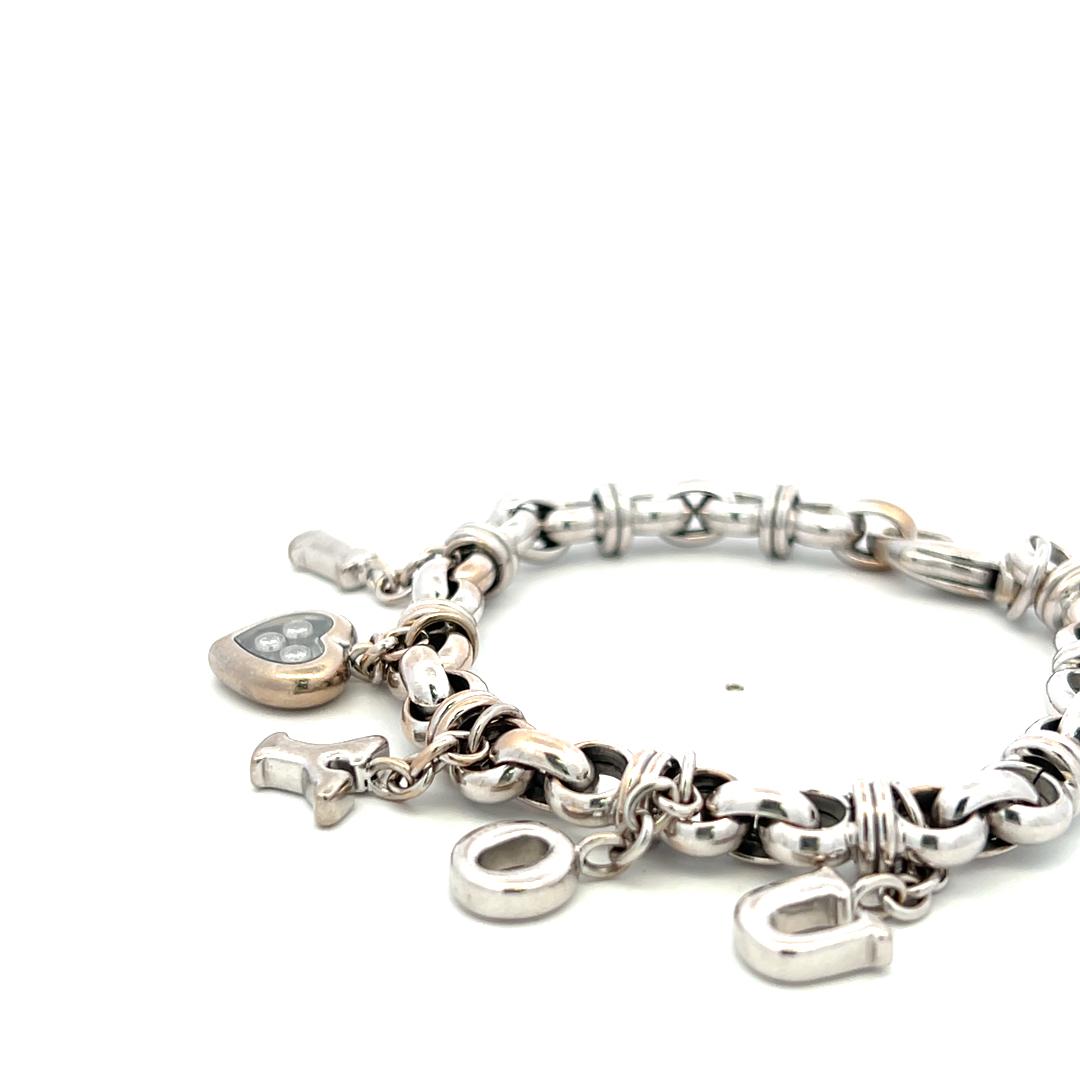 Chopard 18K White Gold Charm Bracelet with 0.09ct Round F VS Diamonds