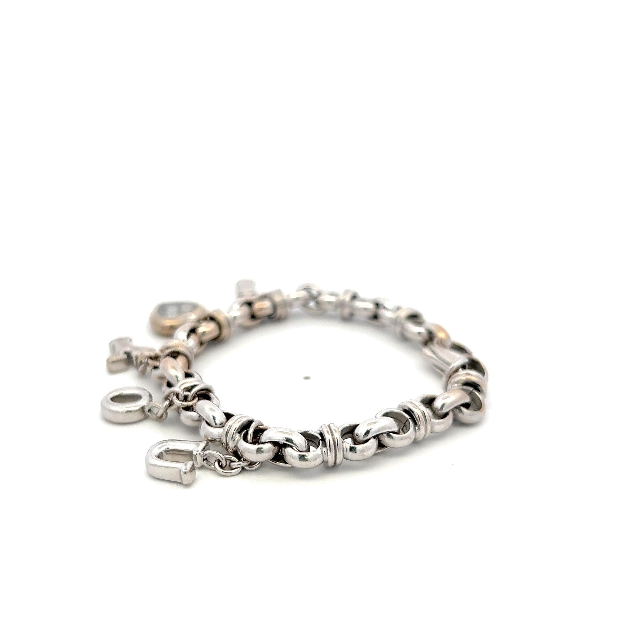 Chopard 18K White Gold Charm Bracelet with 0.09ct Round F VS Diamonds