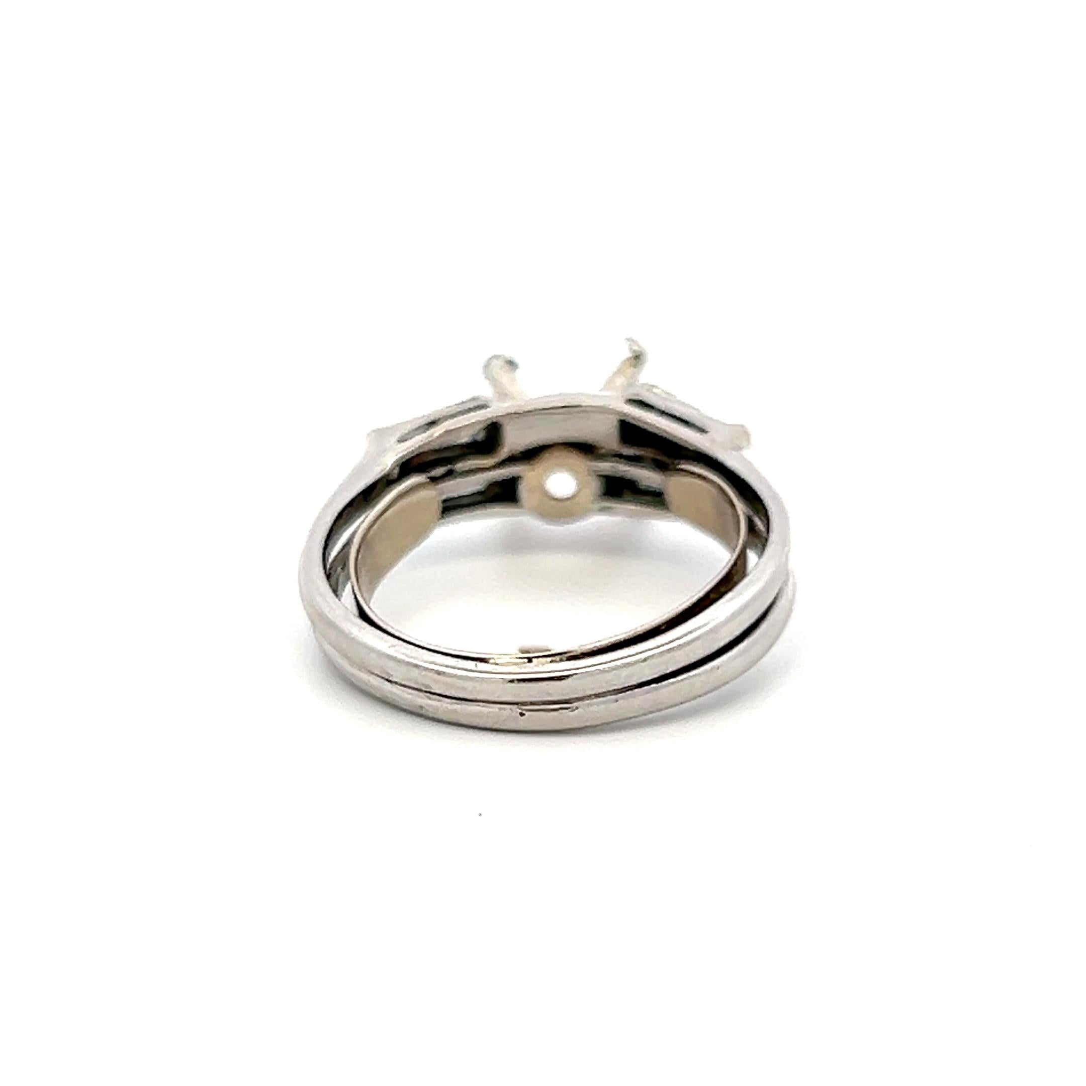 Platinum Semi Mount Ring 0.55ct Tapered Baguette H VS Diamonds Fits 5.58x5.56mm