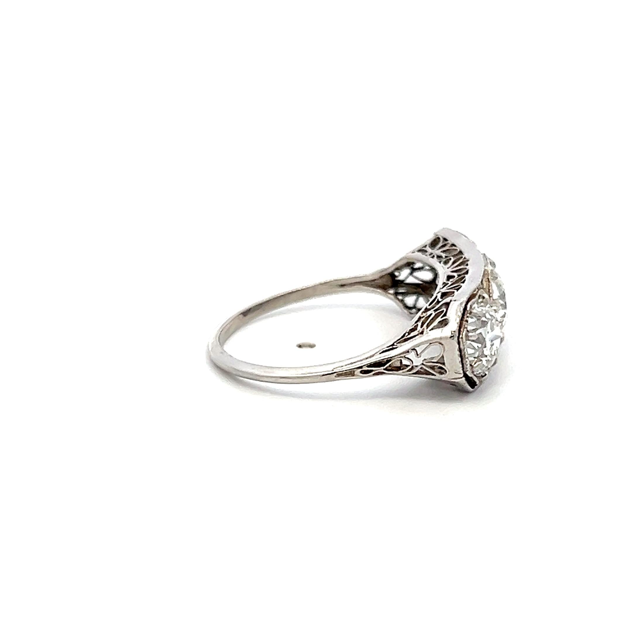 Platinum Three-Stone Ring with 2.26 Carat Circular Cut Diamonds Size 7 GIA