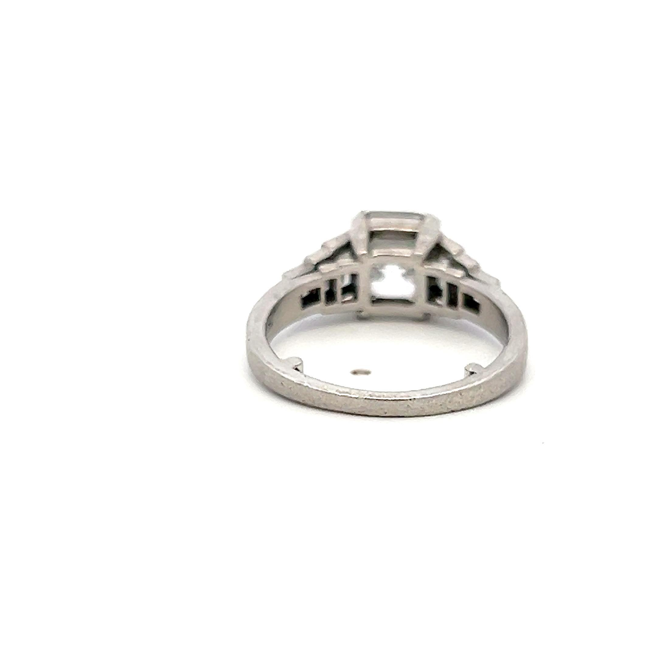 Platinum Engagement Ring with 3.44ct Asscher & Baguette Shape Diamonds G SI2 GIA