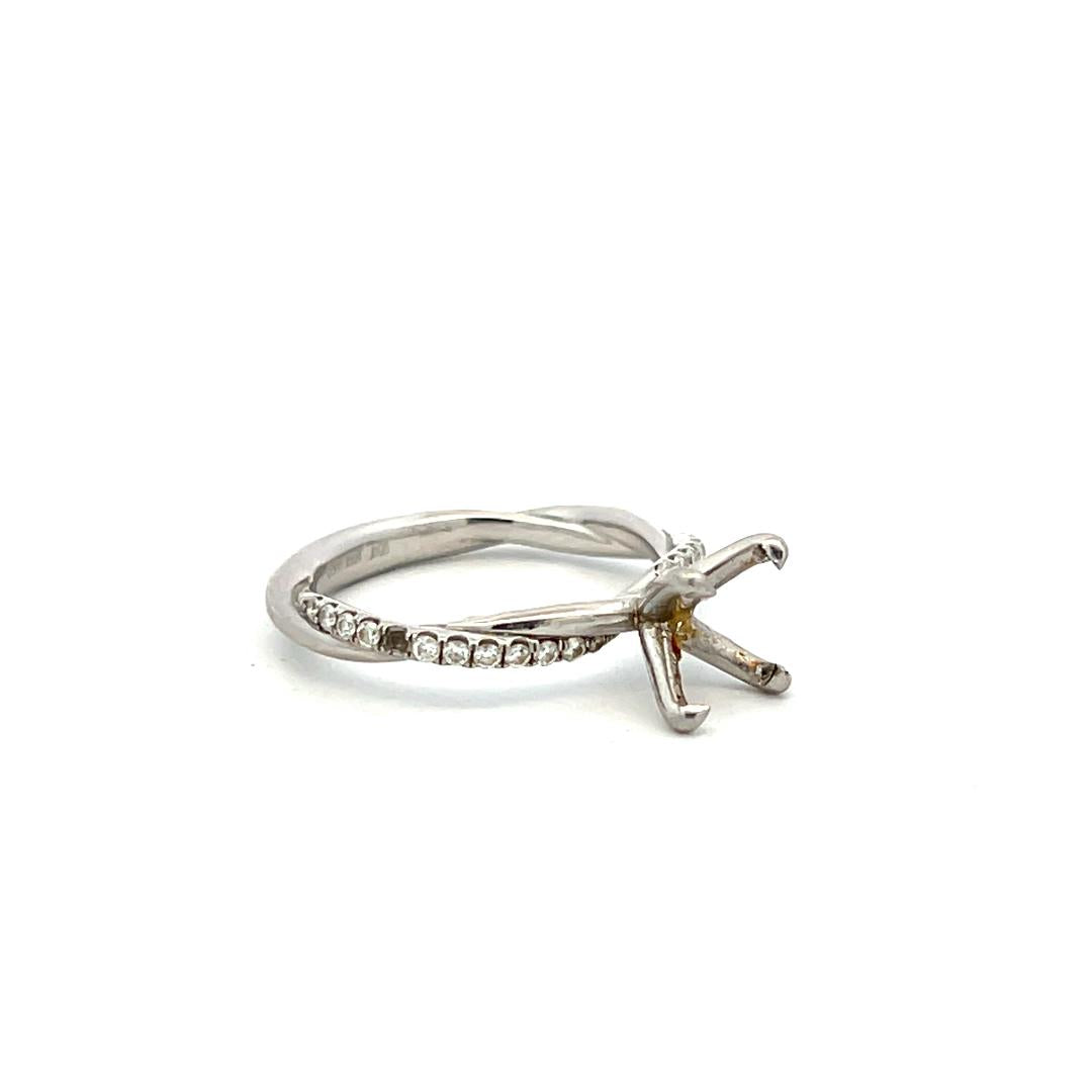 Vintage Platinum Semi Mount Ring with 0.23 Carat Round Diamonds Fits 1.20+ ct
