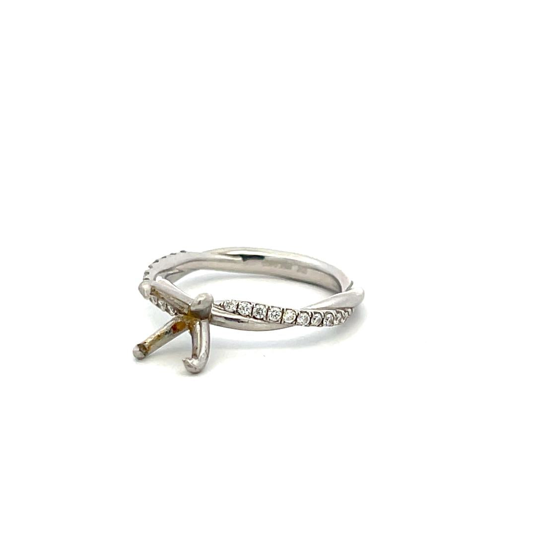 Vintage Platinum Semi Mount Ring with 0.23 Carat Round Diamonds Fits 1.20+ ct