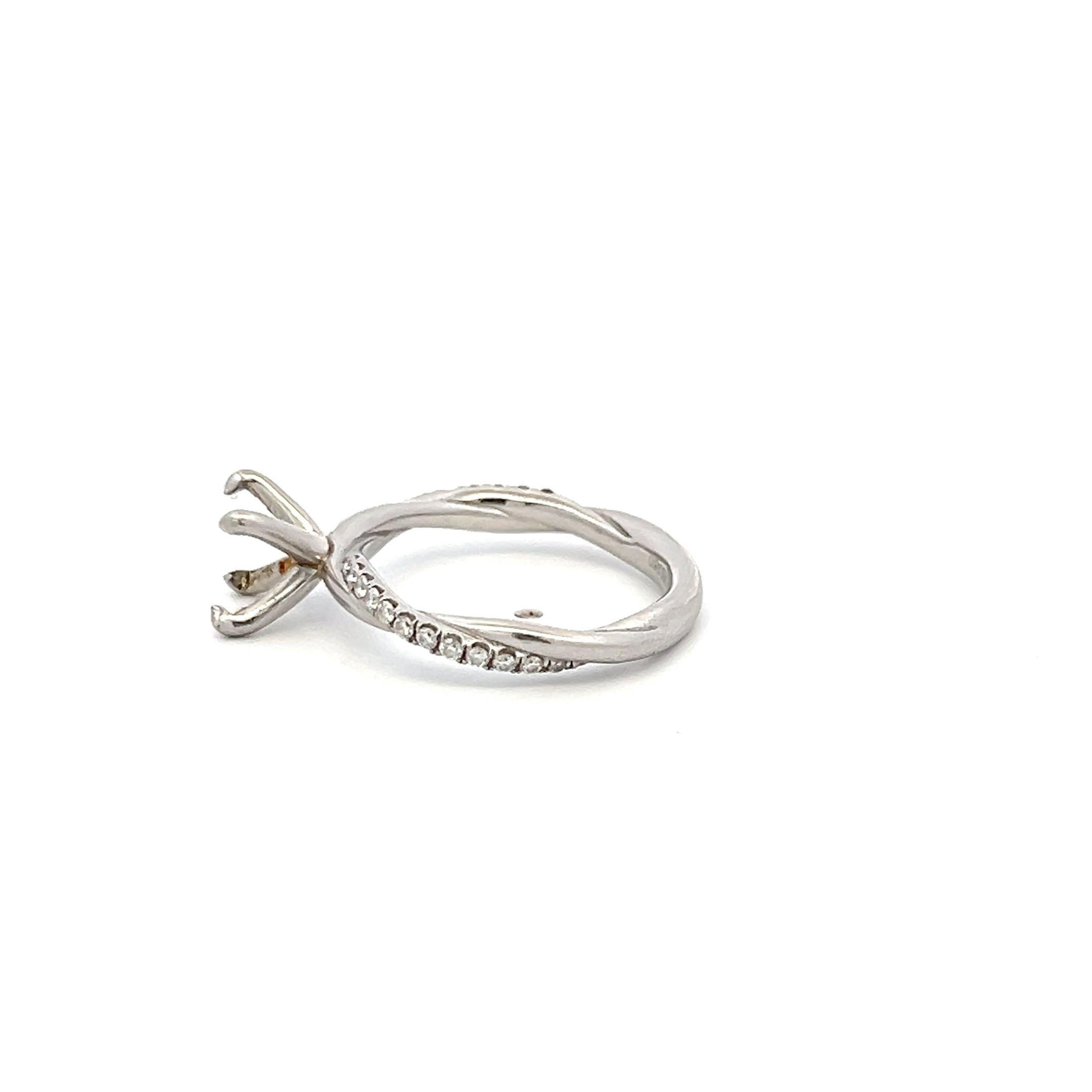 Vintage Platinum Semi Mount Ring with 0.23 Carat Round Diamonds Fits 1.20+ ct