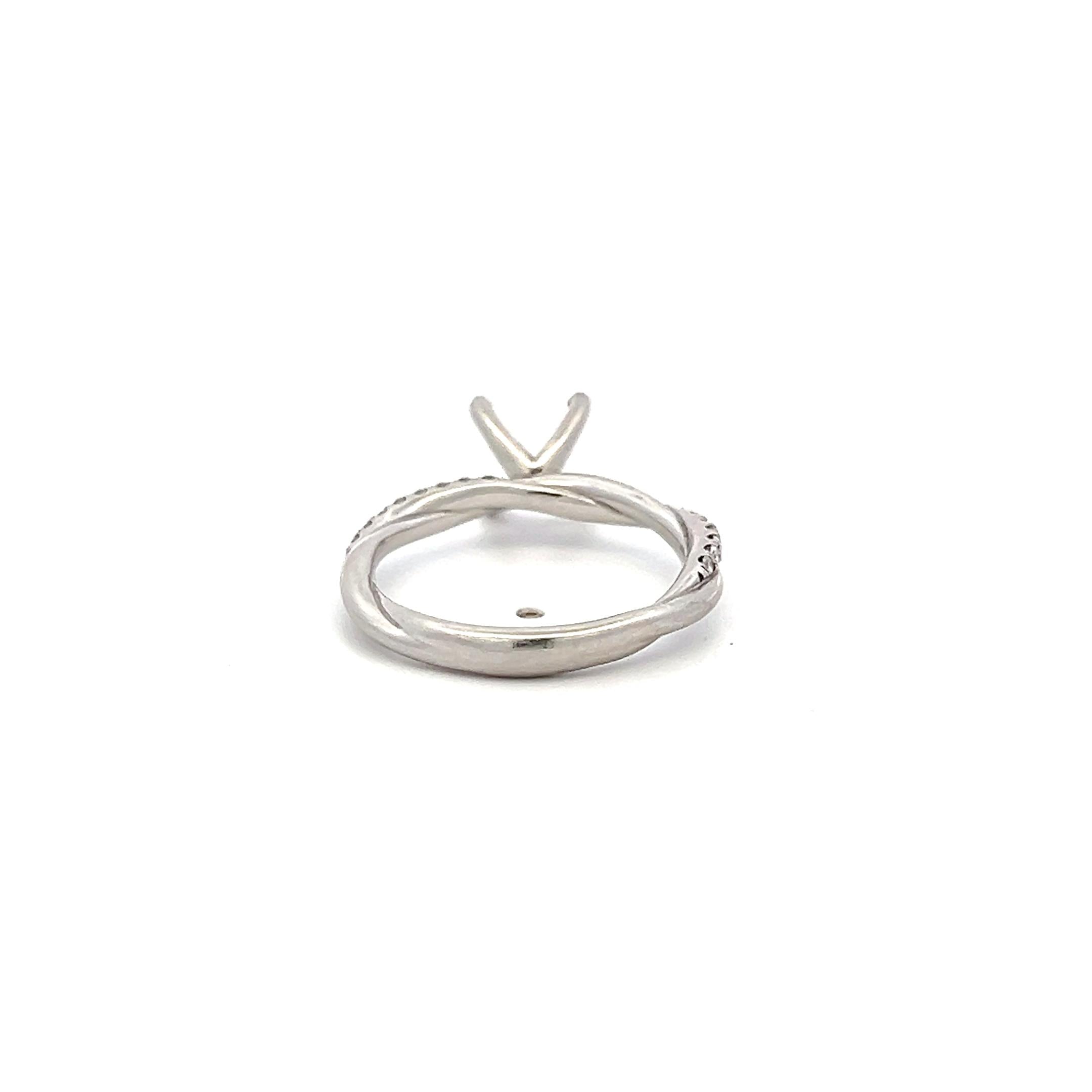 Vintage Platinum Semi Mount Ring with 0.23 Carat Round Diamonds Fits 1.20+ ct