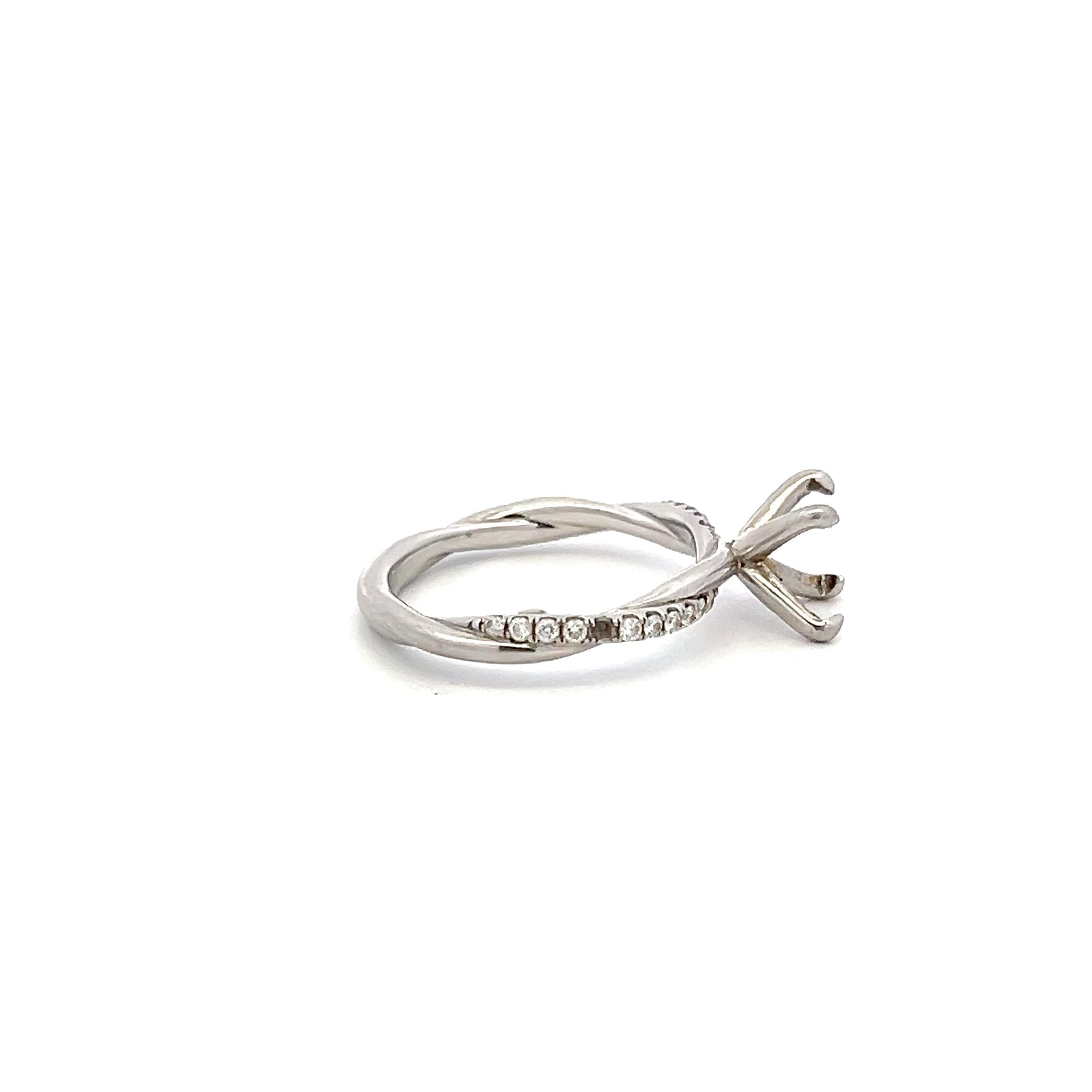 Vintage Platinum Semi Mount Ring with 0.23 Carat Round Diamonds Fits 1.20+ ct