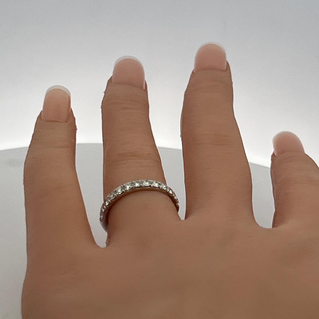 18K White Gold Half-Eternity Band Ring 0.78 Carat Round G VS Diamonds Size 6