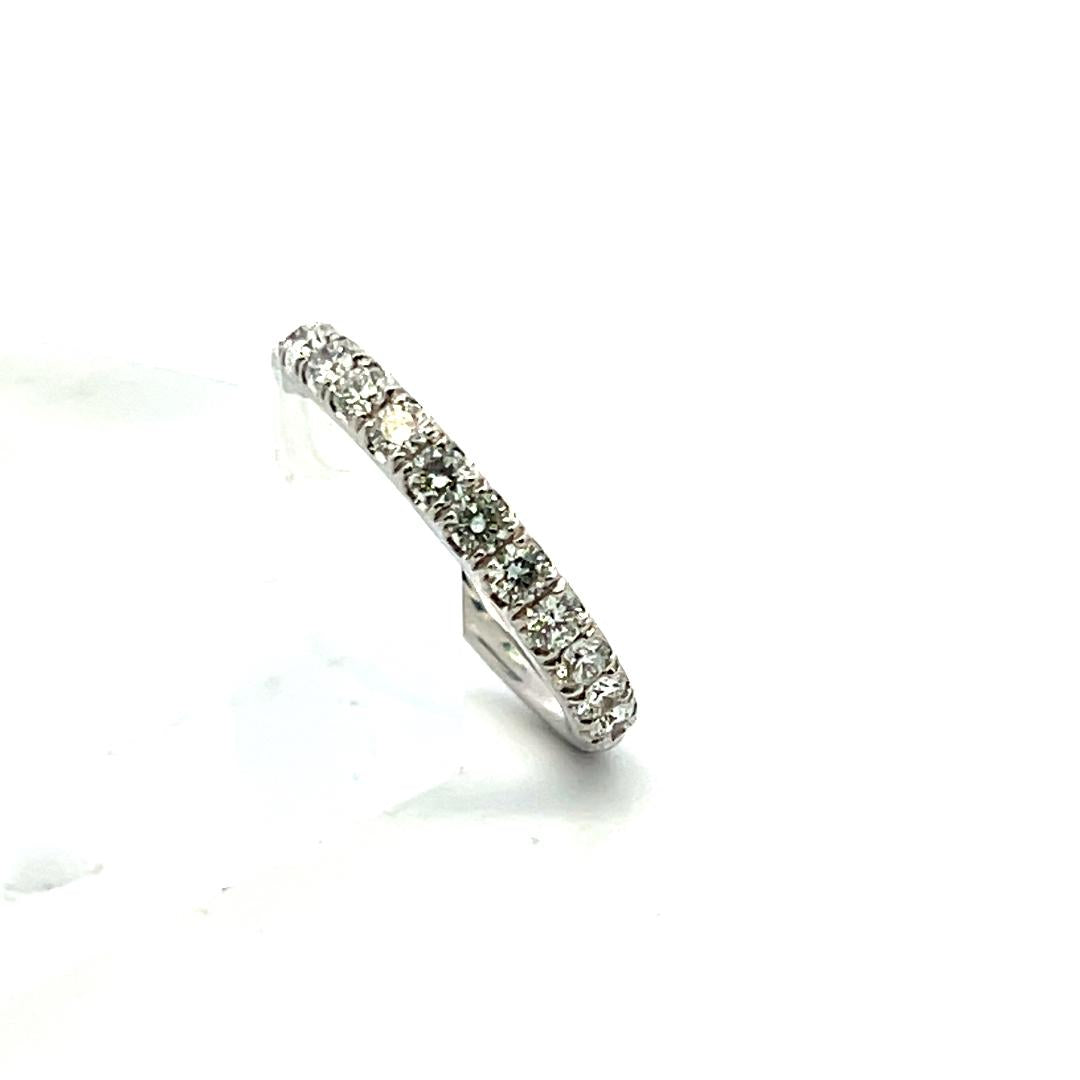 18K White Gold Half-Eternity Band Ring 0.78 Carat Round G VS Diamonds Size 6