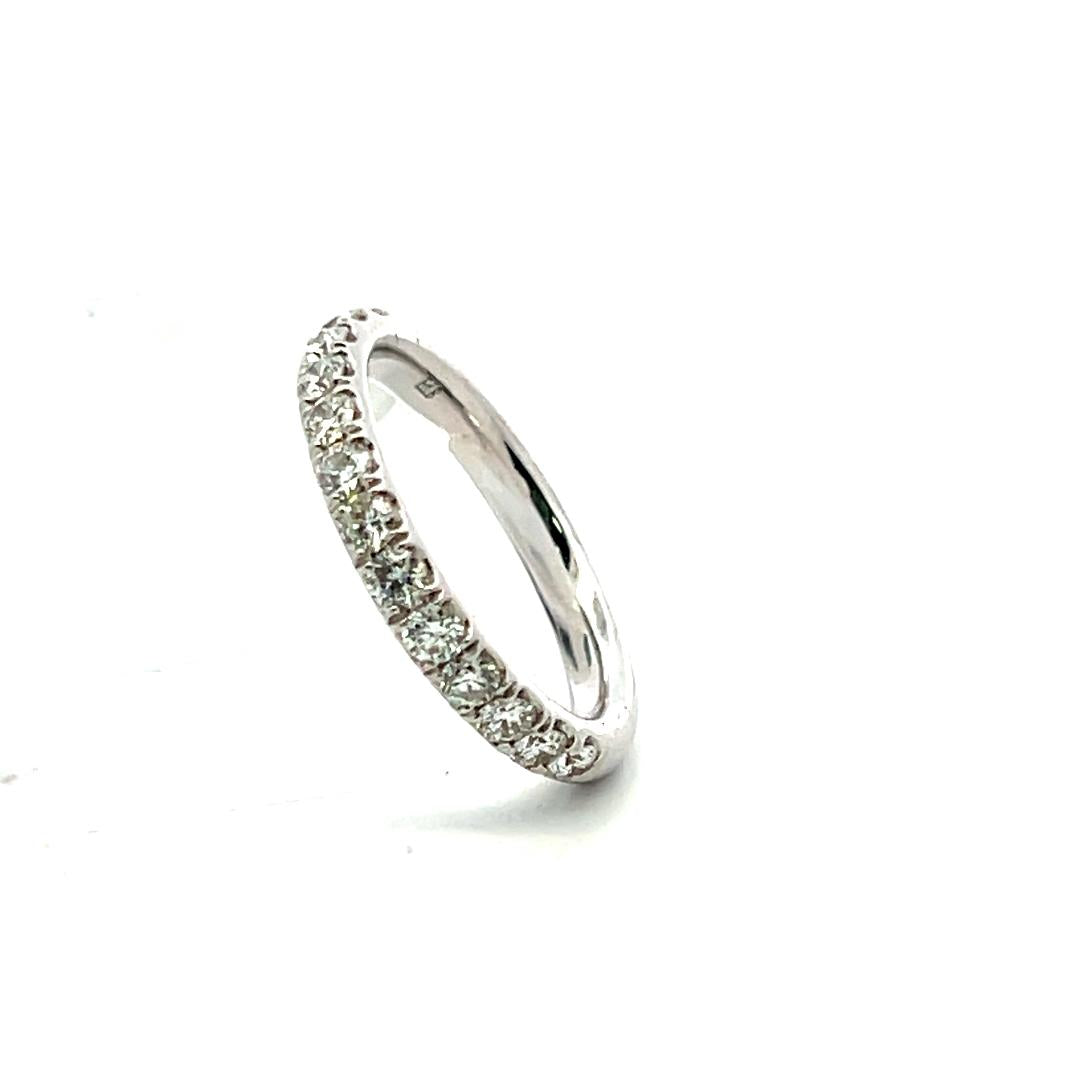 18K White Gold Half-Eternity Band Ring 0.78 Carat Round G VS Diamonds Size 6