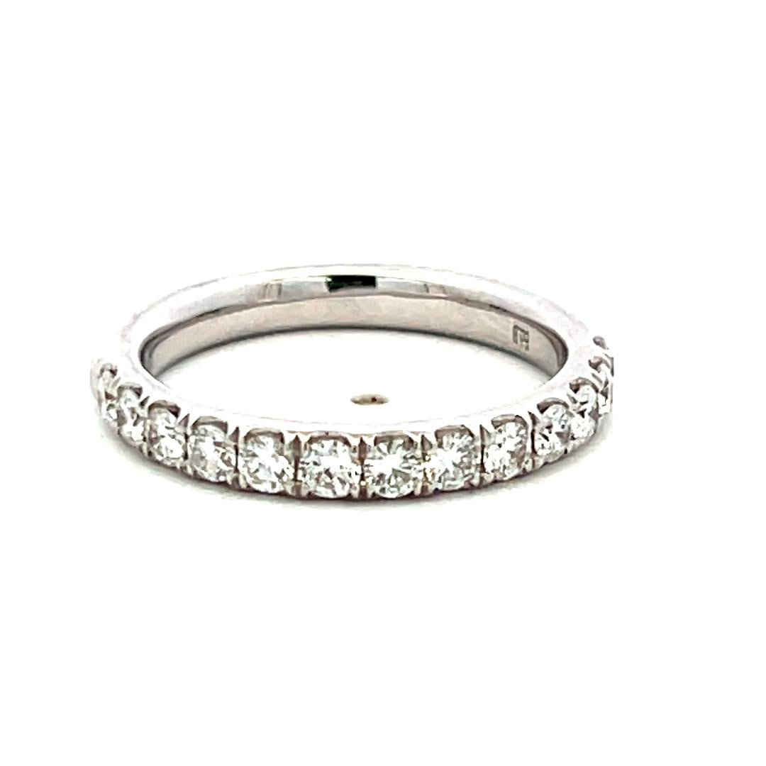 18K White Gold Half-Eternity Band Ring 0.78 Carat Round G VS Diamonds Size 6
