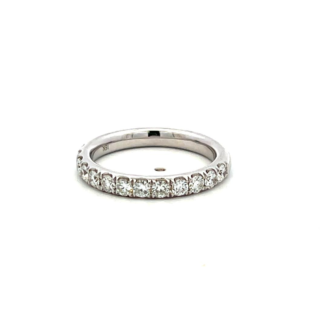 18K White Gold Half-Eternity Band Ring 0.78 Carat Round G VS Diamonds Size 6