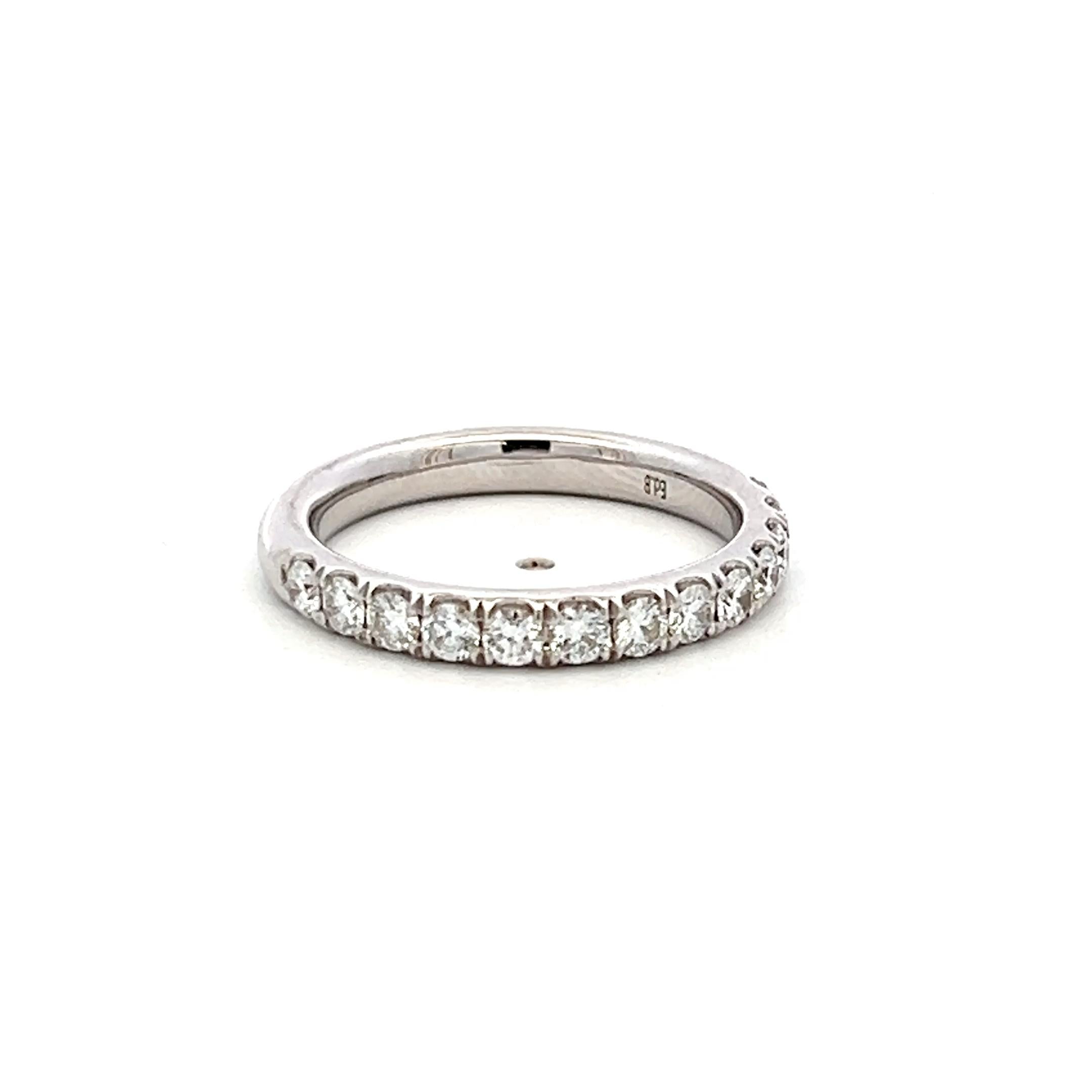 18K White Gold Half-Eternity Band Ring 0.78 Carat Round G VS Diamonds Size 6