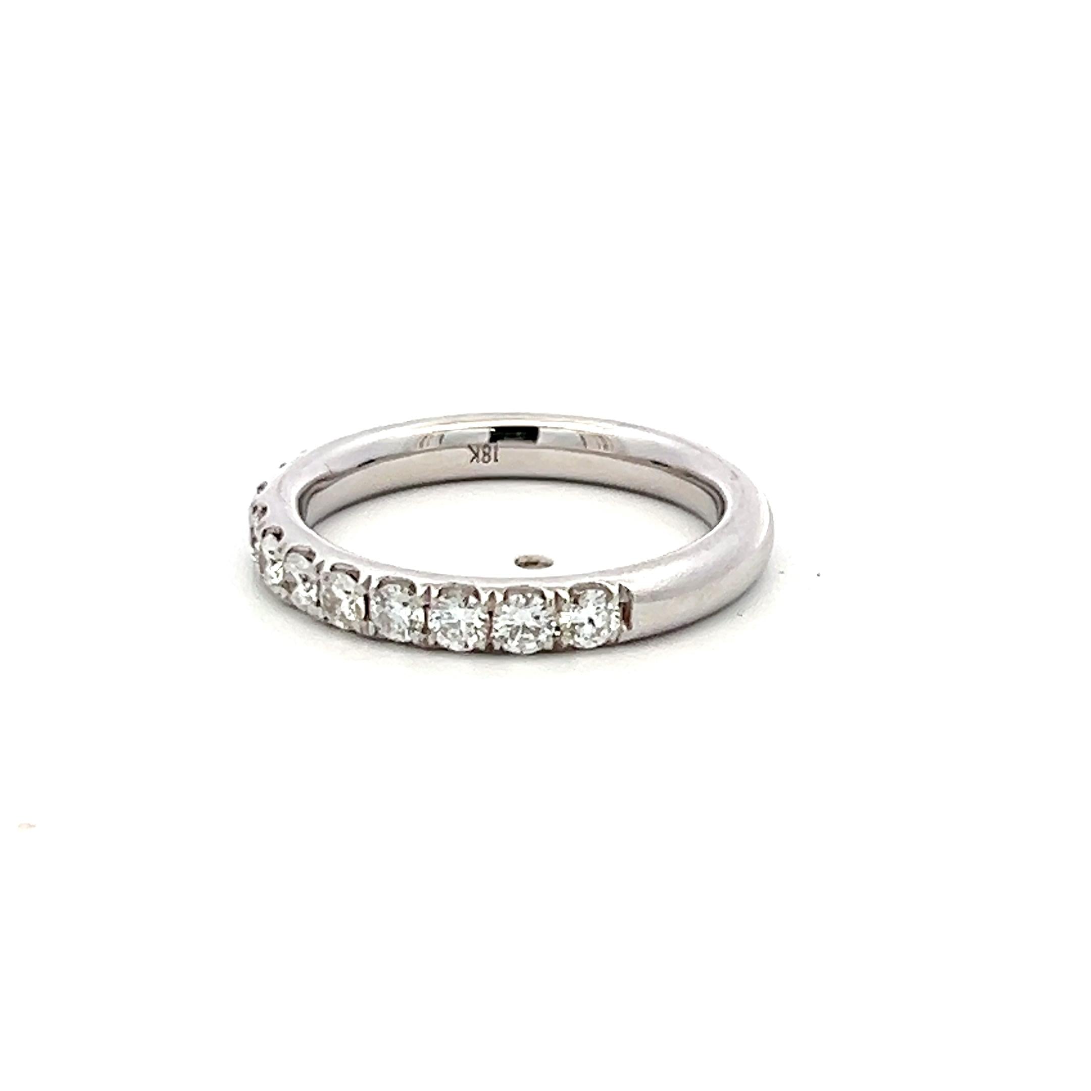 18K White Gold Half-Eternity Band Ring 0.78 Carat Round G VS Diamonds Size 6