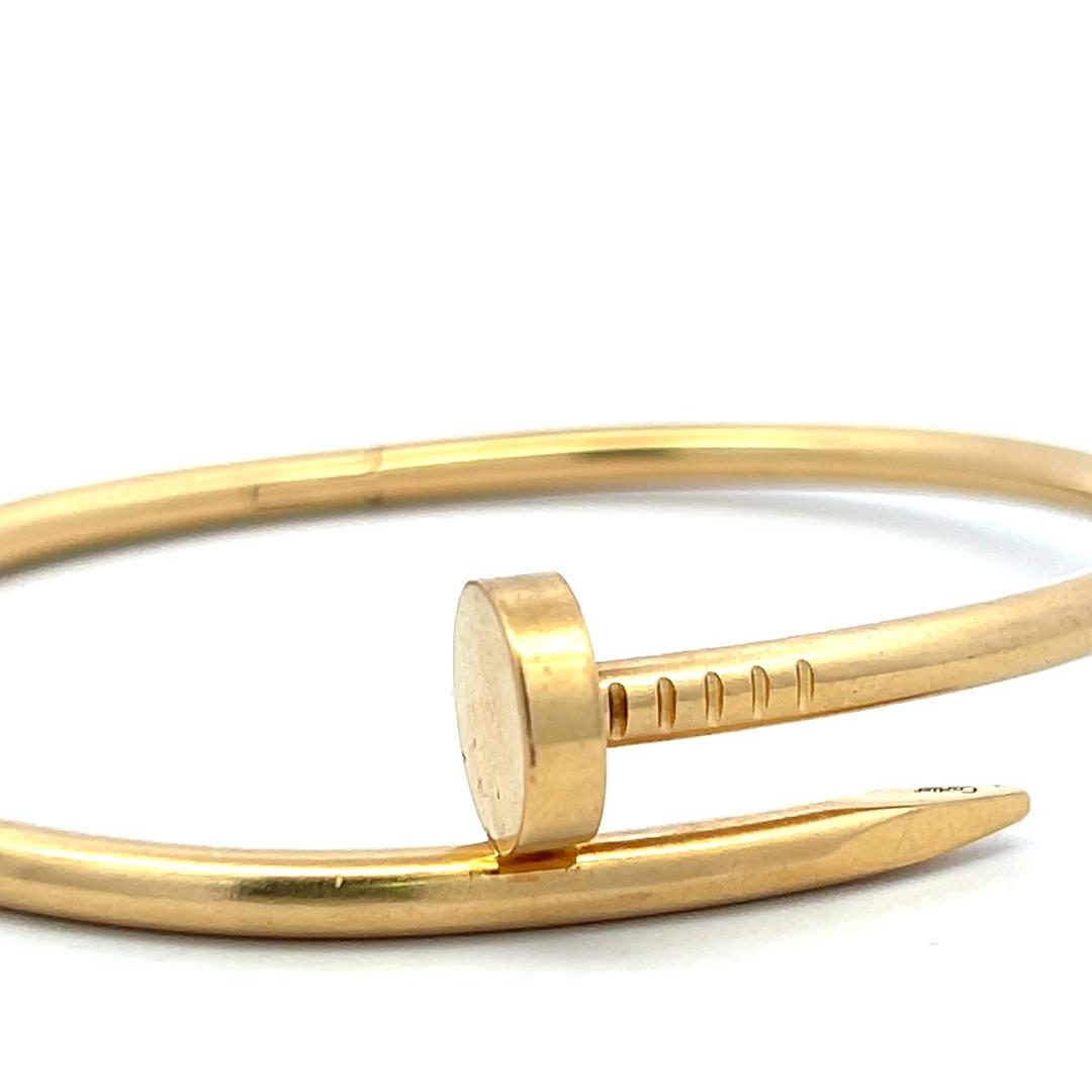 Cartier 18 Karat Yellow Gold Juste Un Clou Bracelet Size 18 with paper