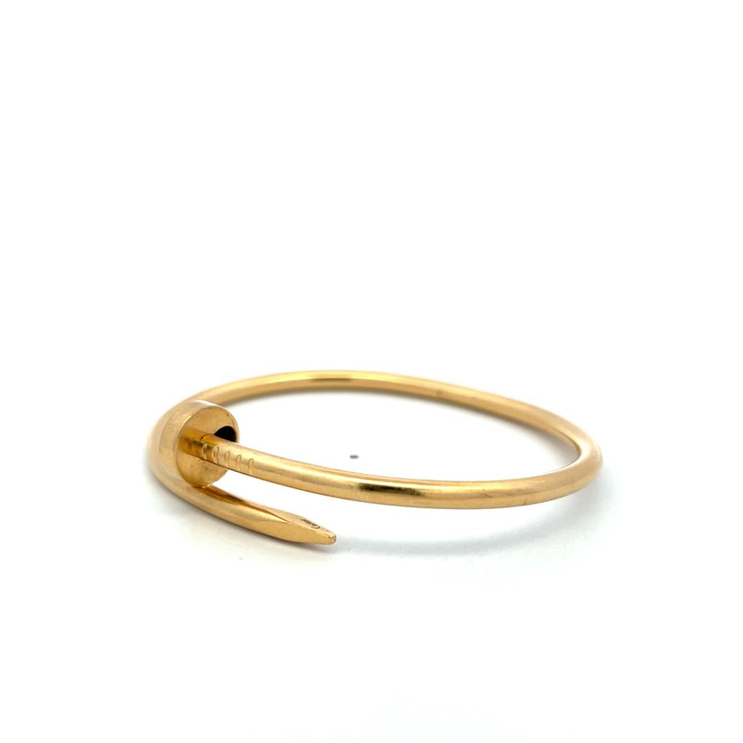 Cartier 18 Karat Yellow Gold Juste Un Clou Bracelet Size 18 with paper