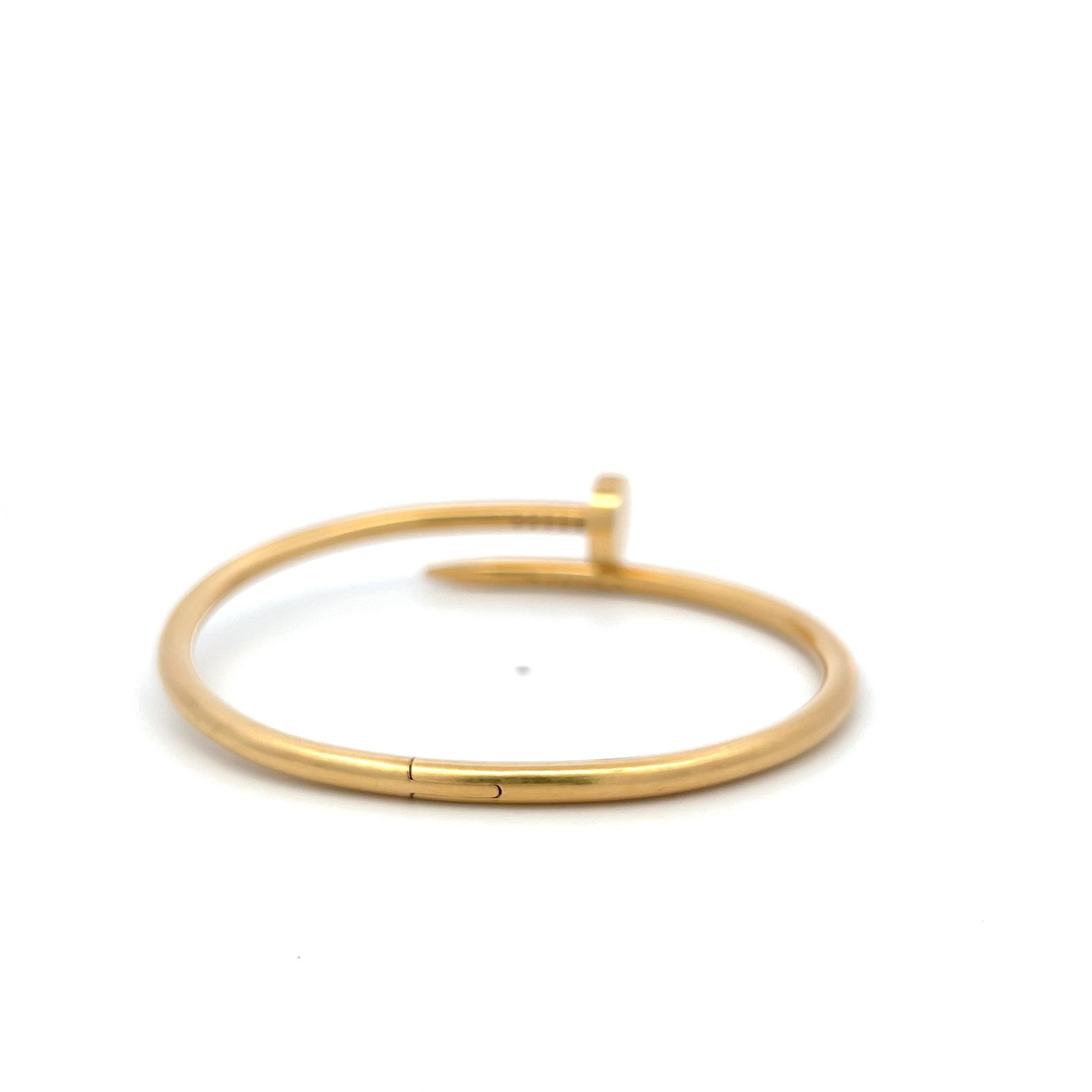 Cartier 18 Karat Yellow Gold Juste Un Clou Bracelet Size 18 with paper