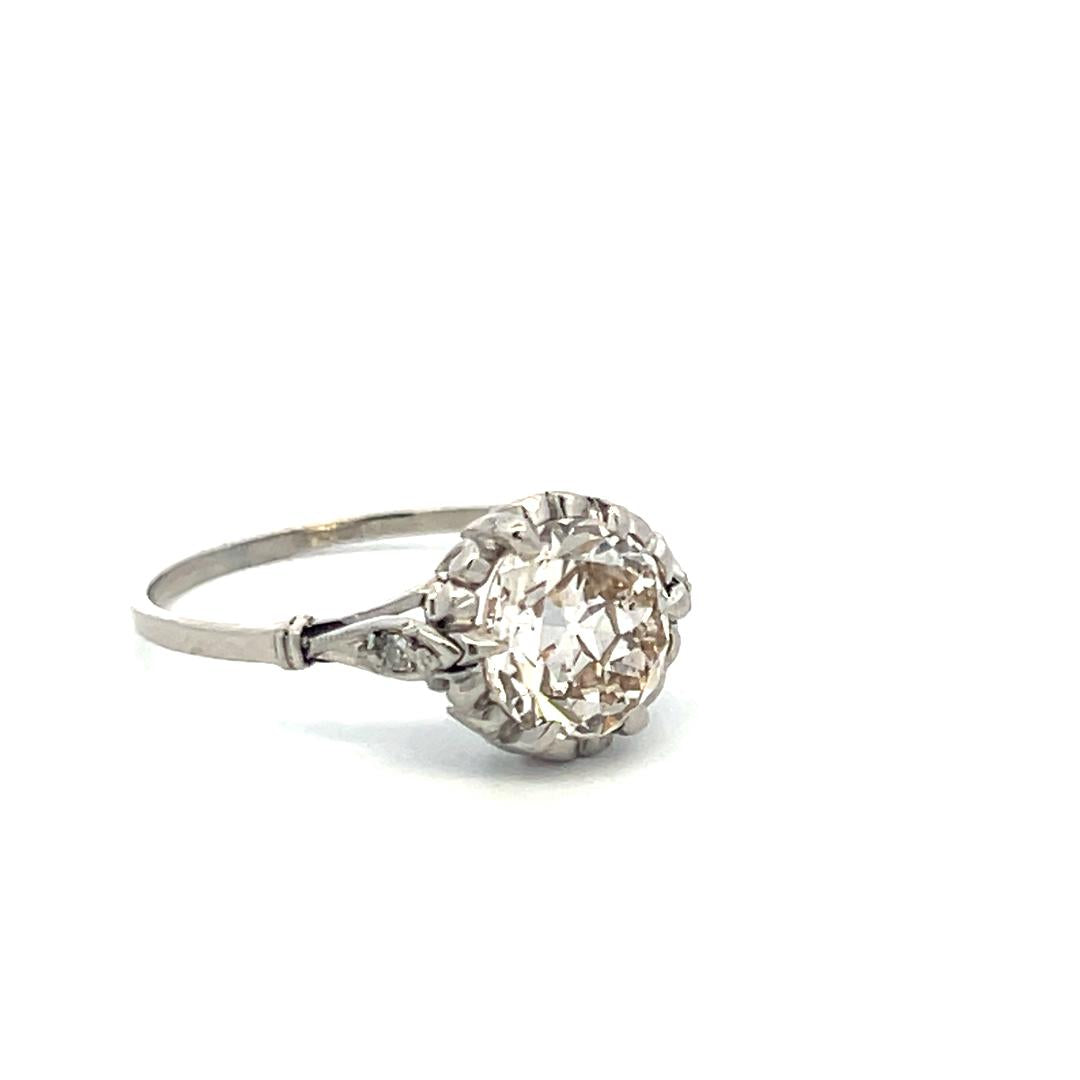Platinum Engagement Ring with 1.87 Carat Old European GIA Diamonds Size 6.75