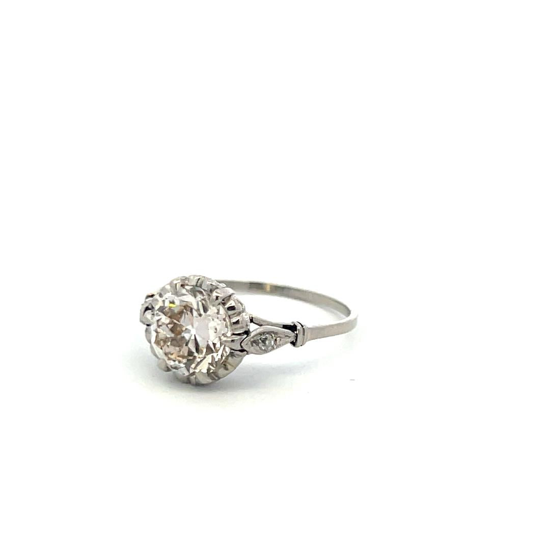 Platinum Engagement Ring with 1.87 Carat Old European GIA Diamonds Size 6.75