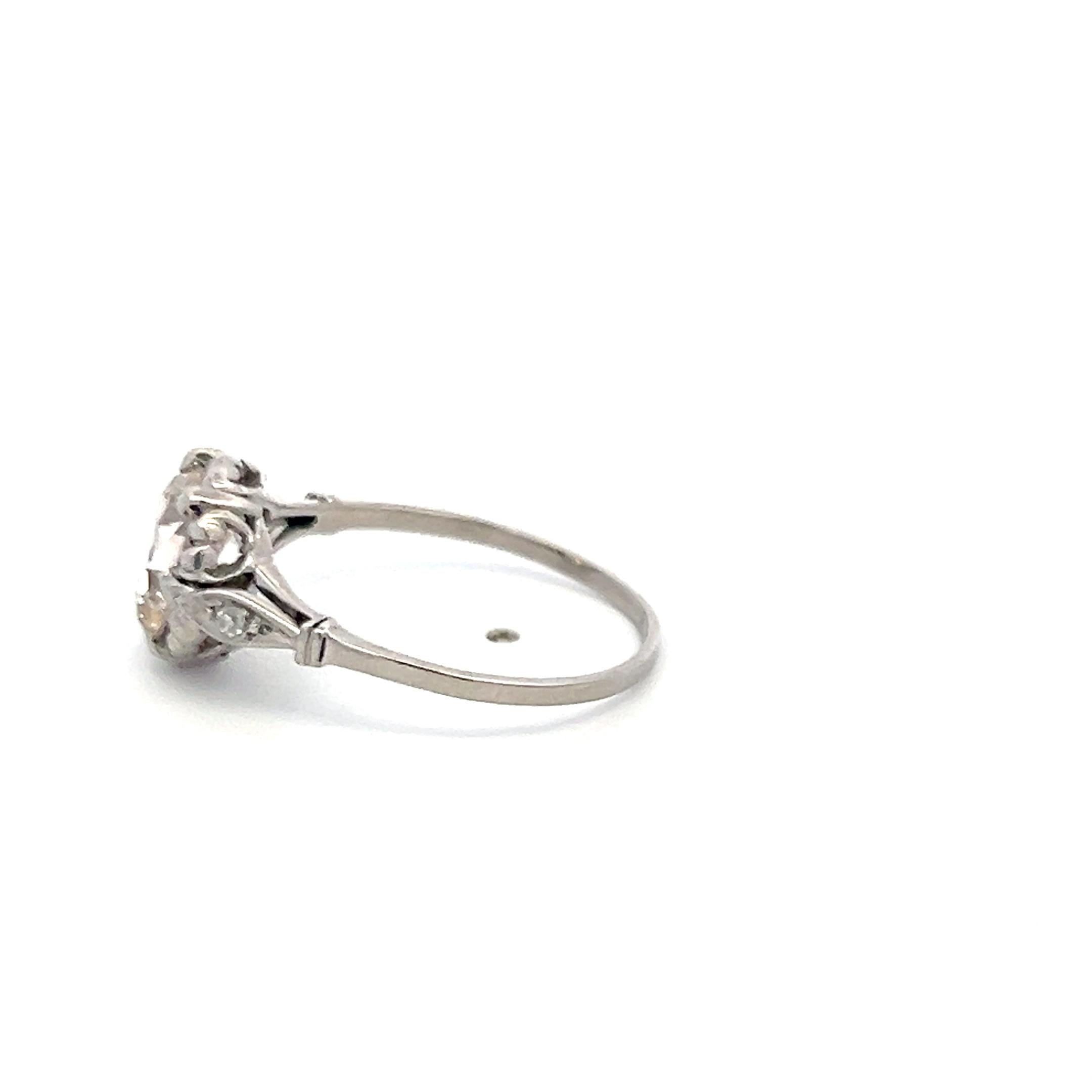 Platinum Engagement Ring with 1.87 Carat Old European GIA Diamonds Size 6.75