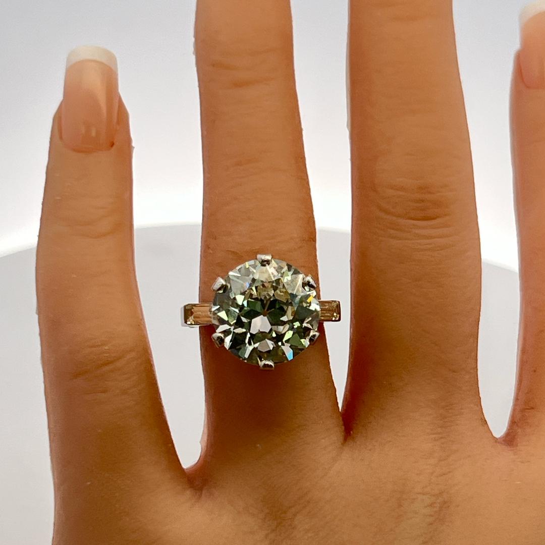 Platinum Engagement Ring 9.73 Carat Old European & Baguette Diamonds L-SI1 GIA