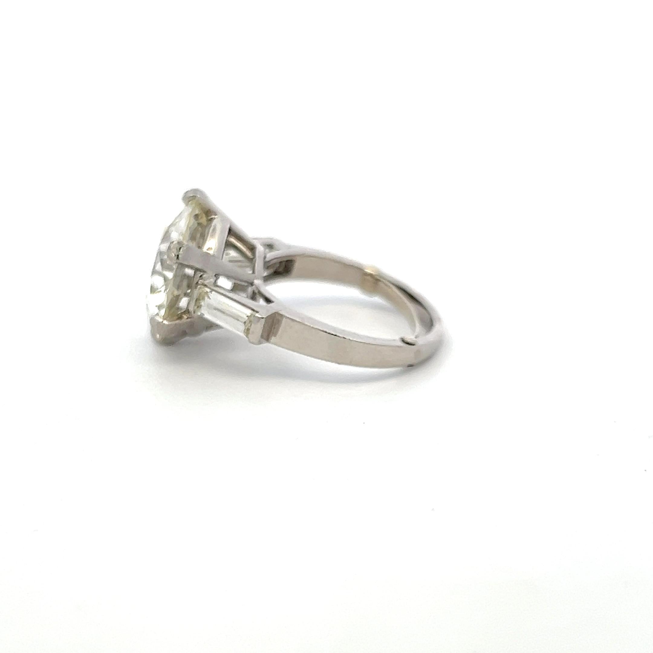 Platinum Engagement Ring 9.73 Carat Old European & Baguette Diamonds L-SI1 GIA