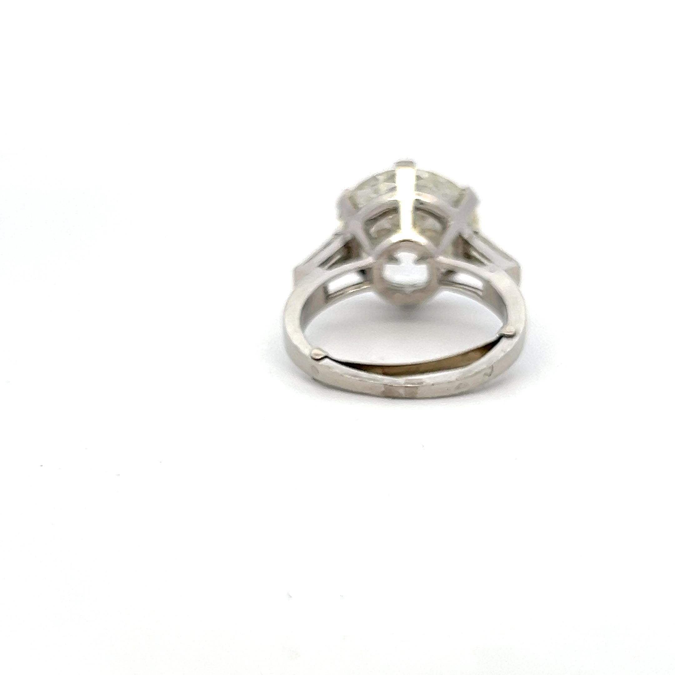 Platinum Engagement Ring 9.73 Carat Old European & Baguette Diamonds L-SI1 GIA