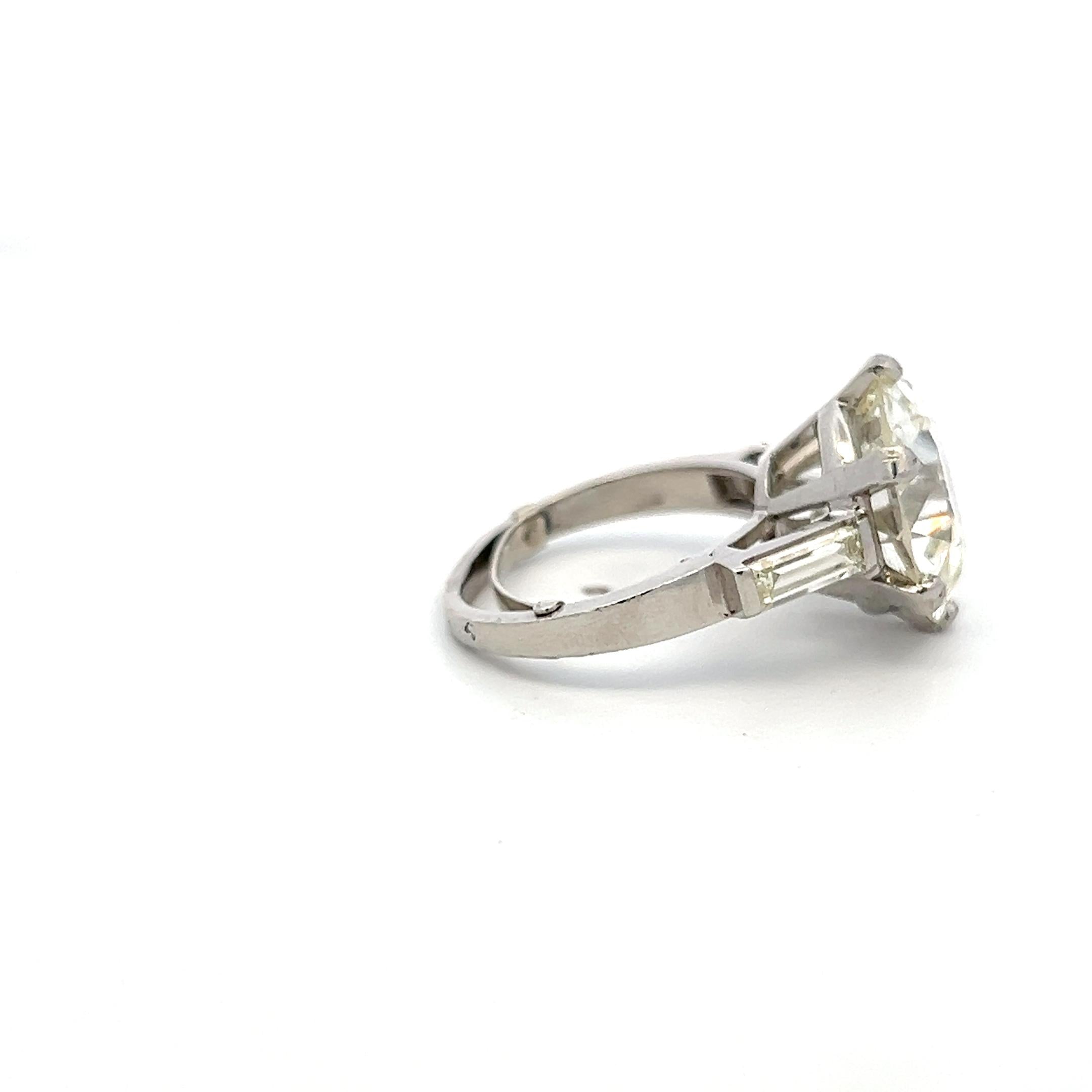 Platinum Engagement Ring 9.73 Carat Old European & Baguette Diamonds L-SI1 GIA