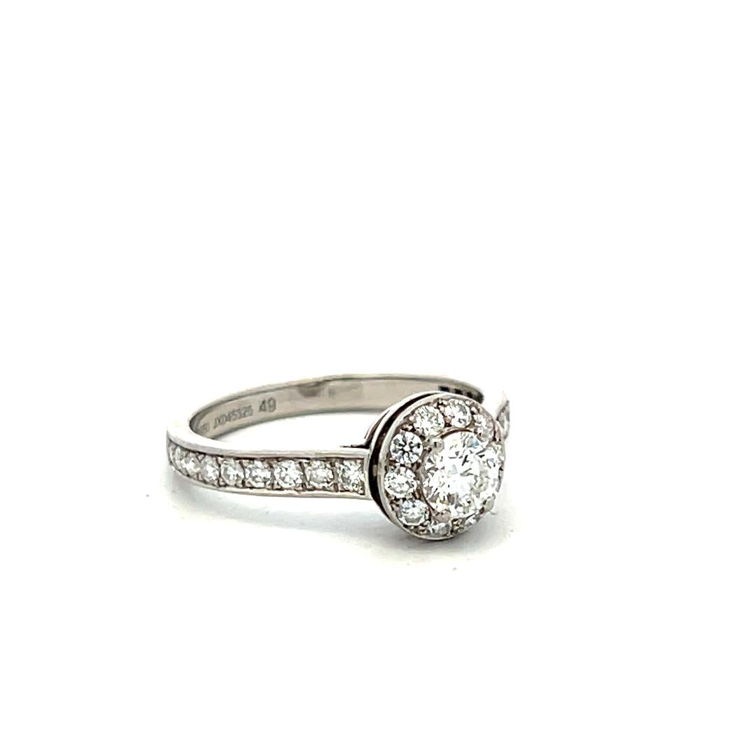 Van Cleef & Arpels Platinum Engagement Ring 0.77 Carat Round Diamonds E VVS2 GIA