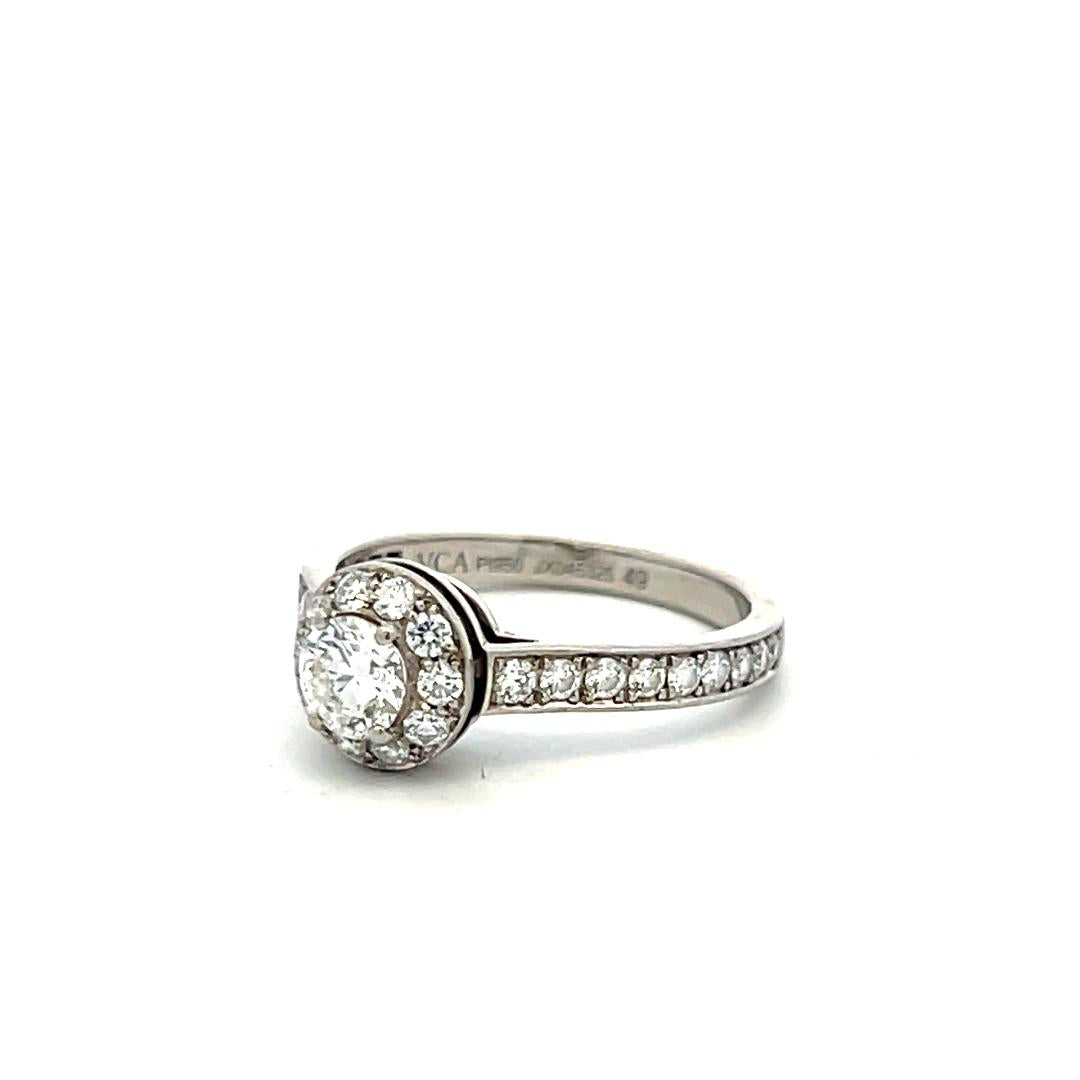 Van Cleef & Arpels Platinum Engagement Ring 0.77 Carat Round Diamonds E VVS2 GIA