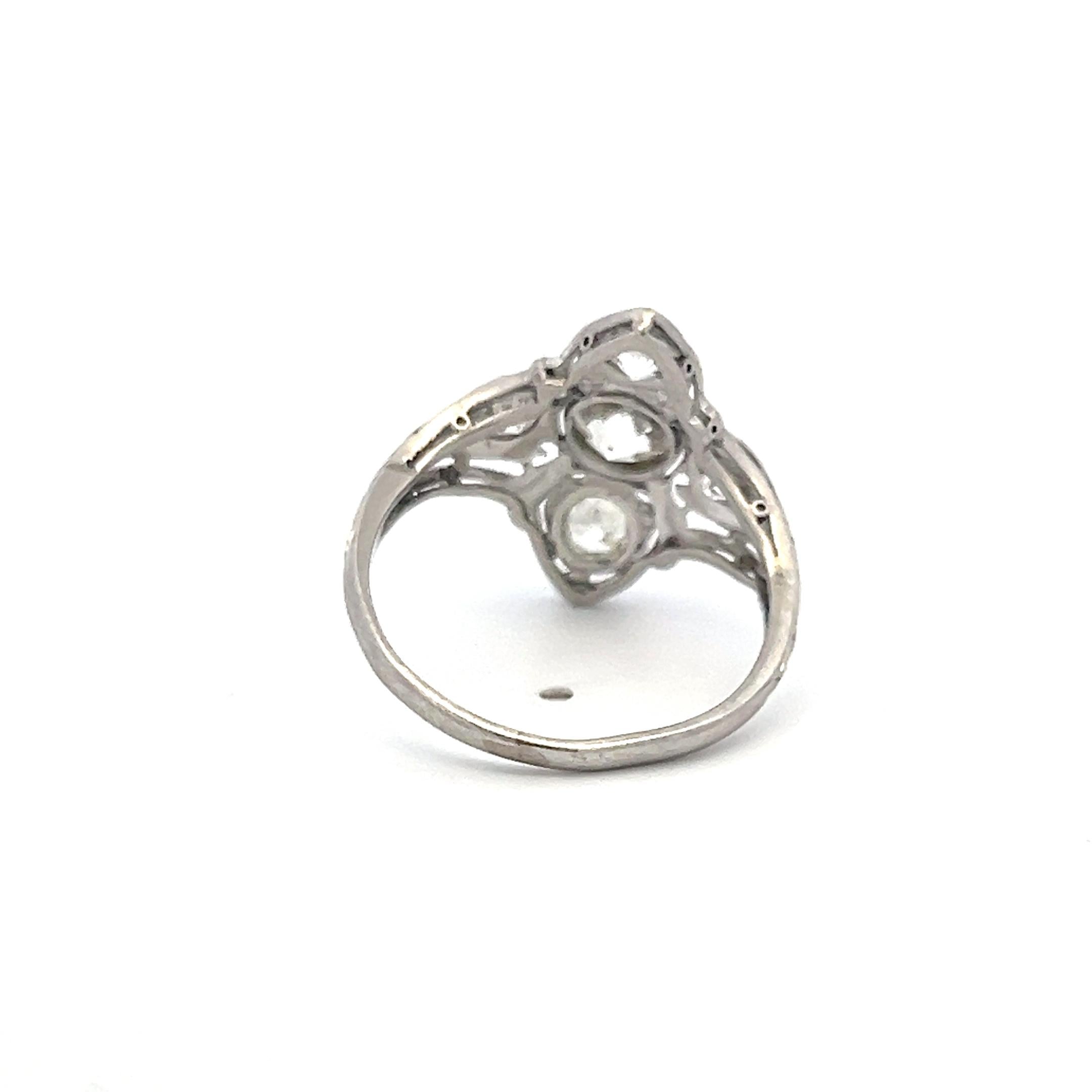 Vintage Platinum Art Deco Ring with 1.84ct Old European Cut Diamonds Size 6
