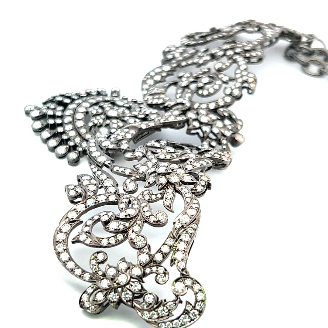 18K White Gold Choker Necklace with 22 Carat Round I VS Diamonds 14 Inch