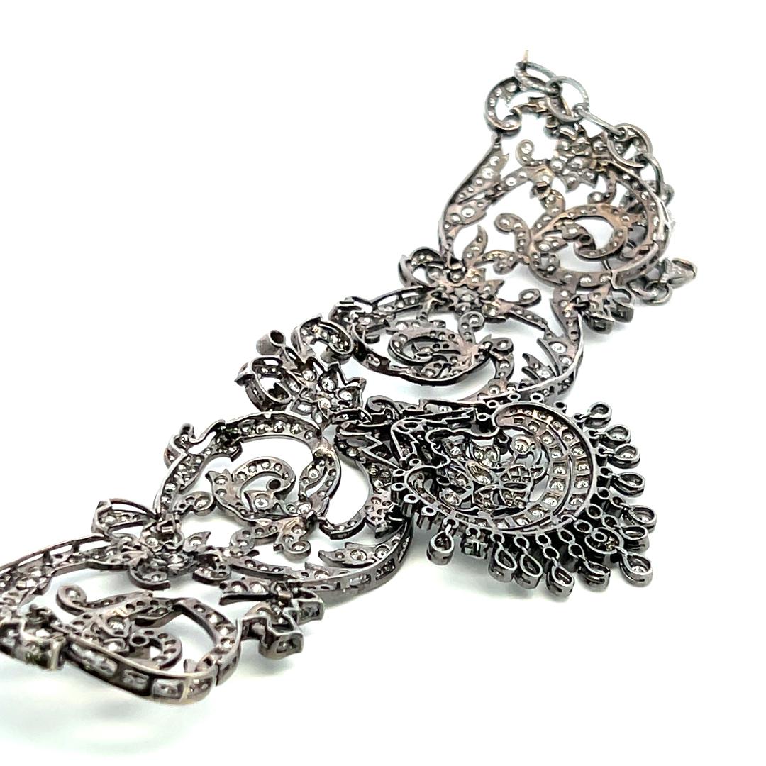 18K White Gold Choker Necklace with 22 Carat Round I VS Diamonds 14 Inch