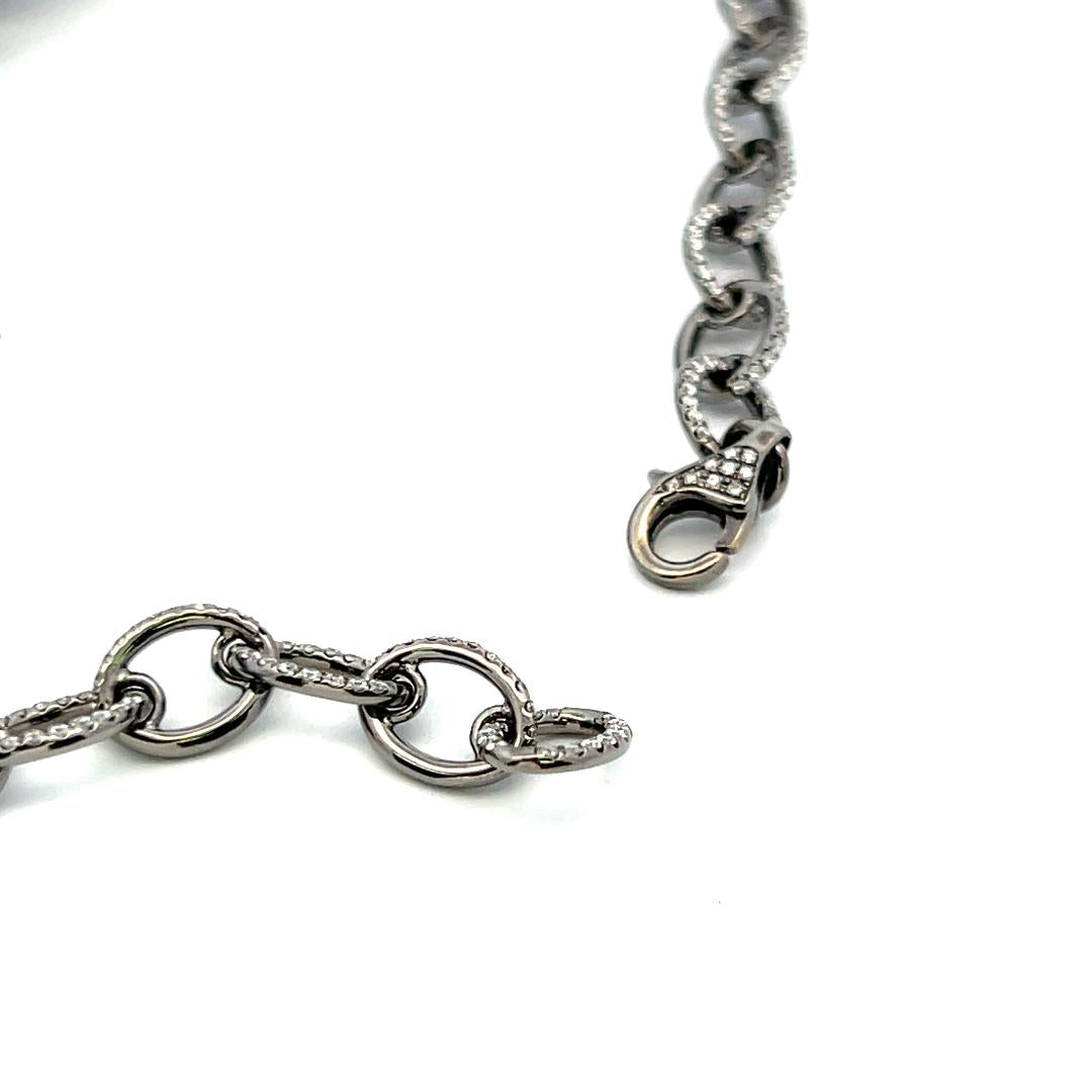 18K White Gold Choker Necklace with 22 Carat Round I VS Diamonds 14 Inch