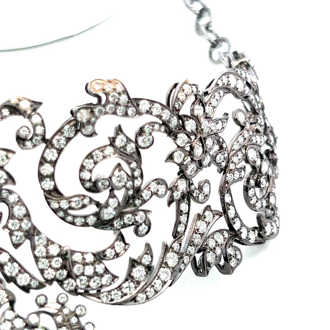 18K White Gold Choker Necklace with 22 Carat Round I VS Diamonds 14 Inch