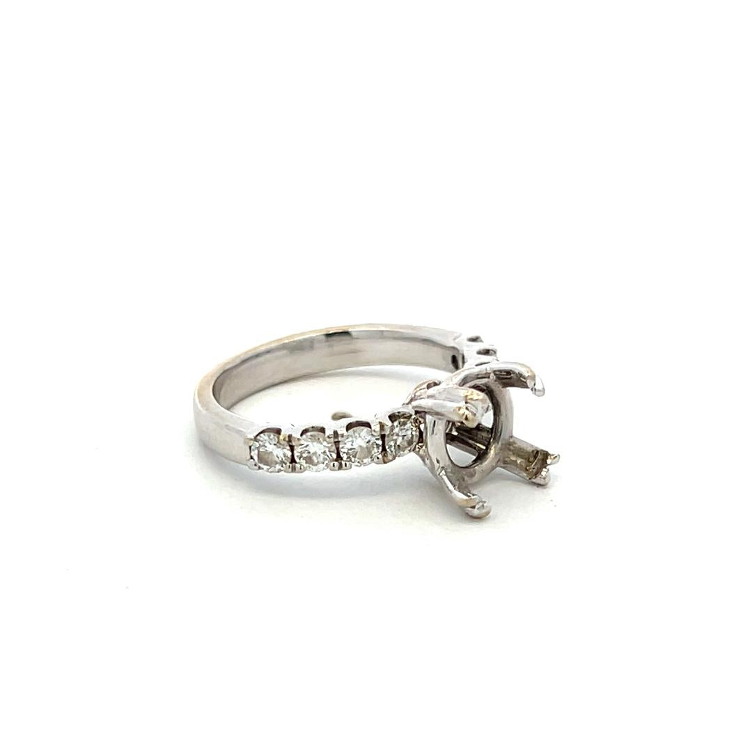 14K White Gold Semi Mount Ring with 0.4ct Round I VS Diamonds Fits 7.90x7.85mm