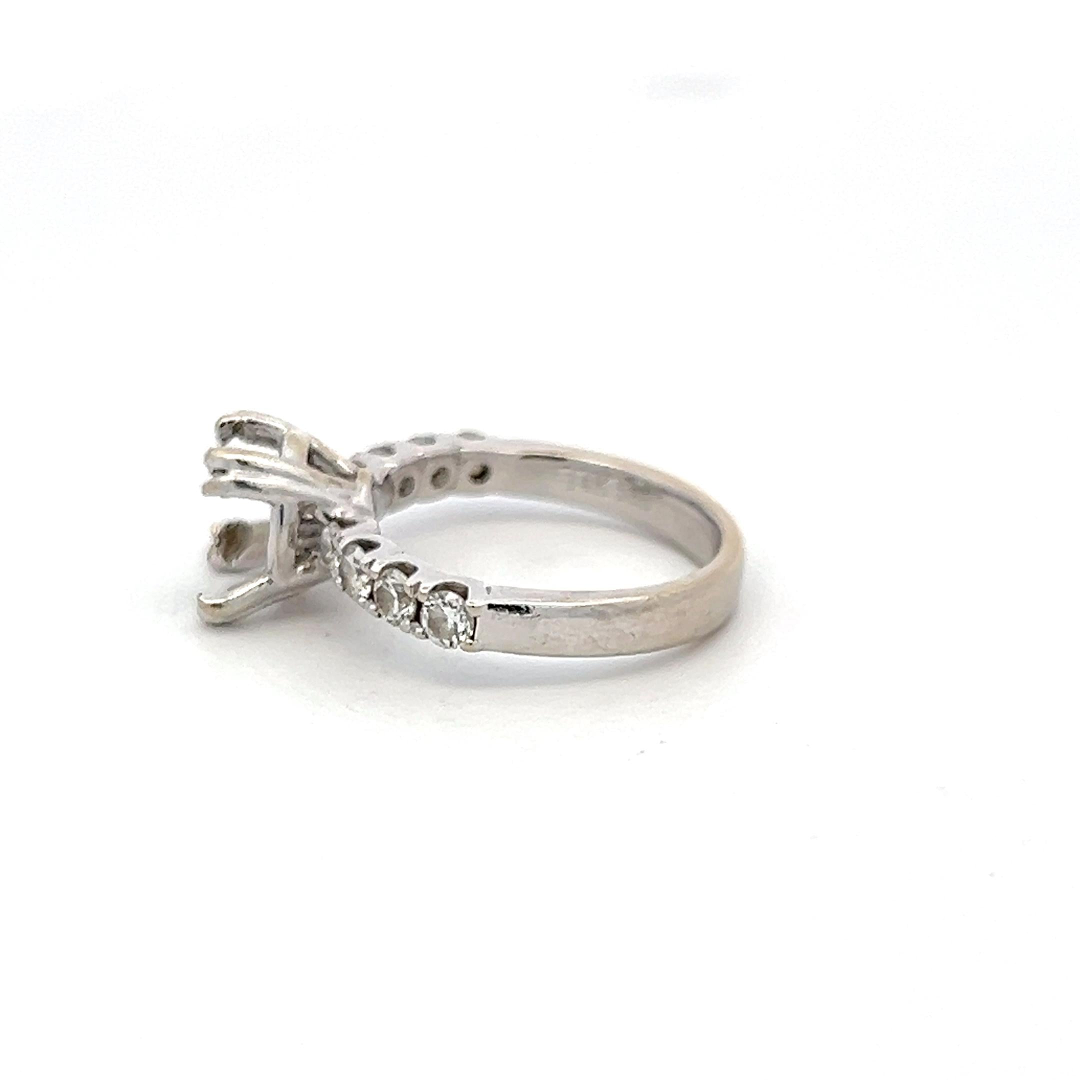 14K White Gold Semi Mount Ring with 0.4ct Round I VS Diamonds Fits 7.90x7.85mm