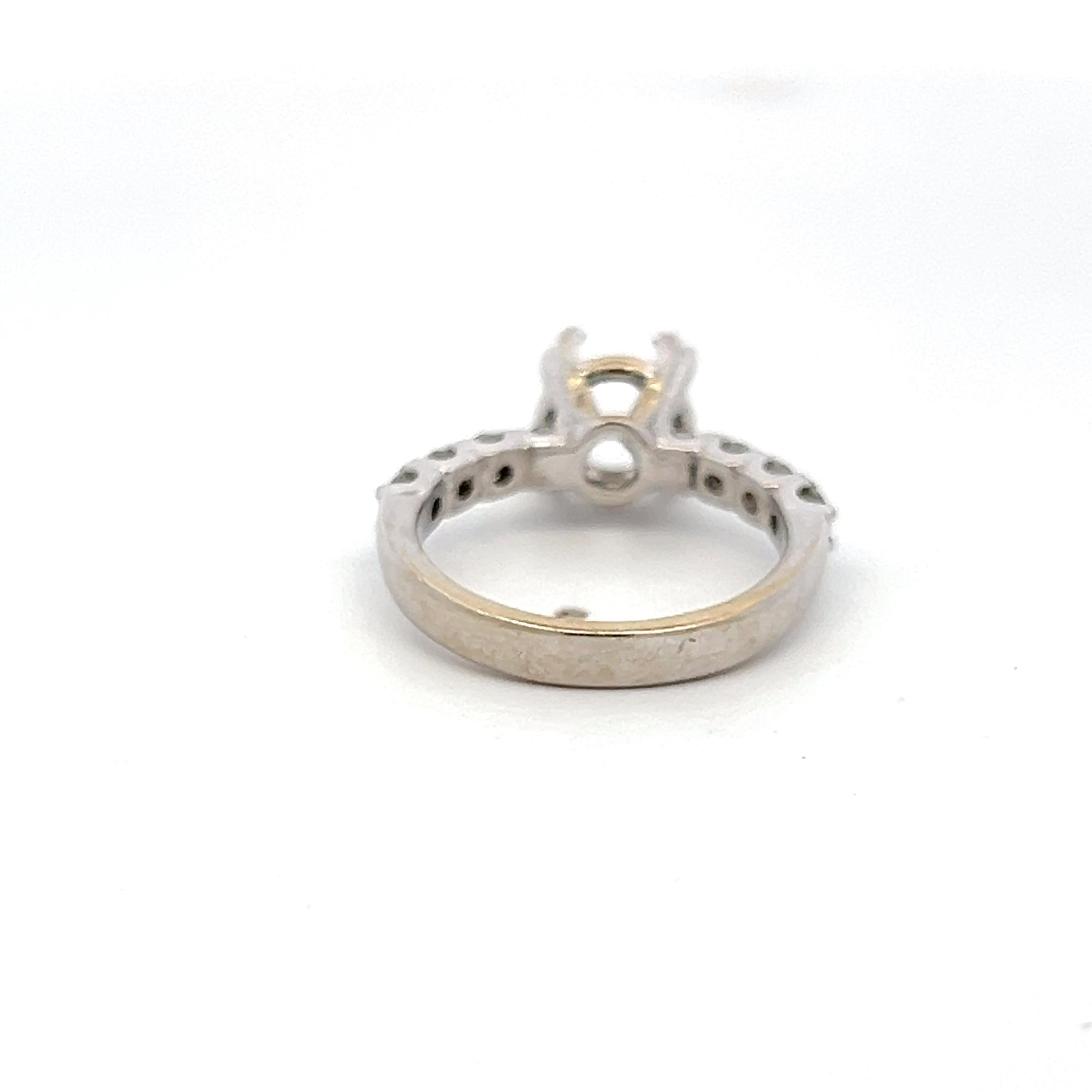14K White Gold Semi Mount Ring with 0.4ct Round I VS Diamonds Fits 7.90x7.85mm