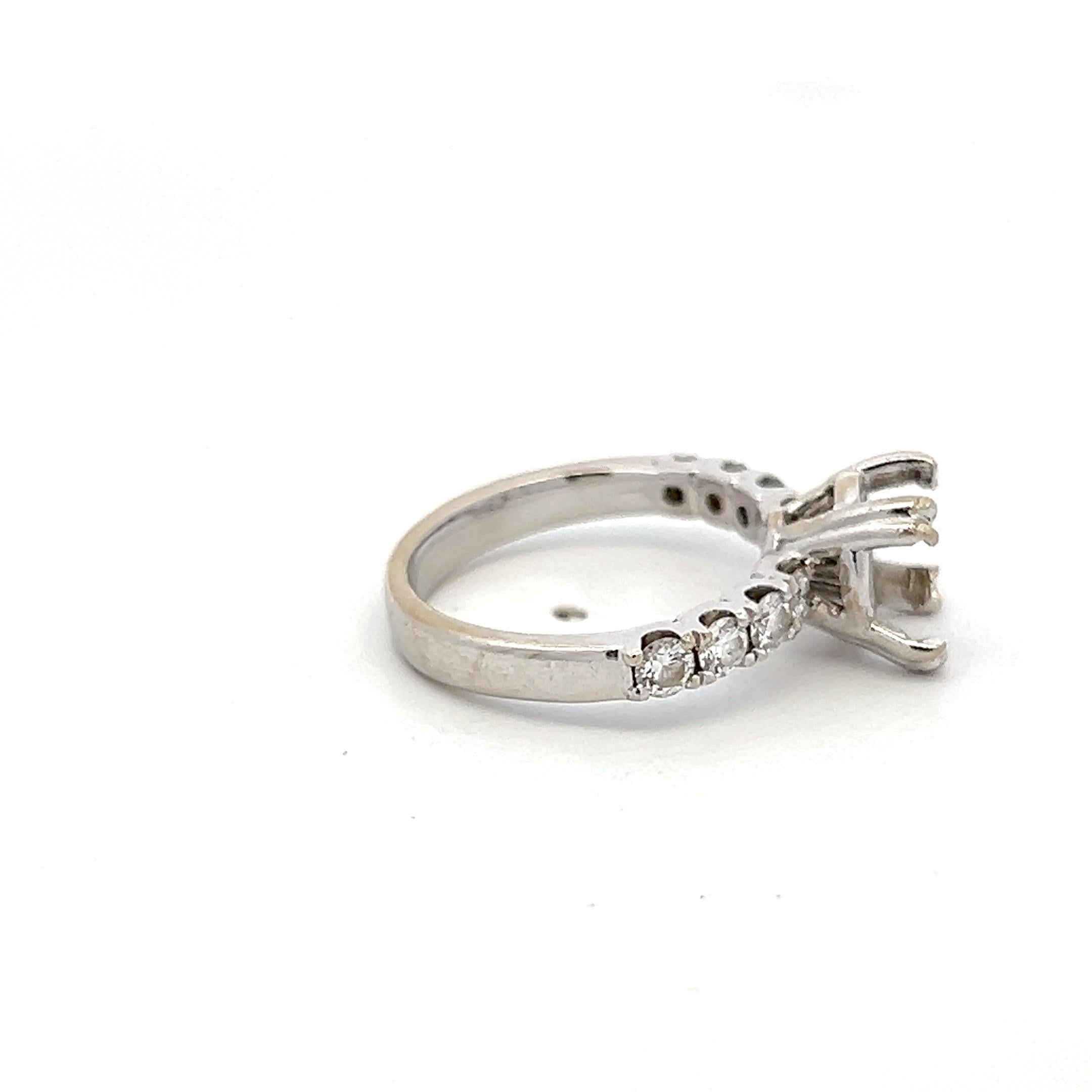 14K White Gold Semi Mount Ring with 0.4ct Round I VS Diamonds Fits 7.90x7.85mm