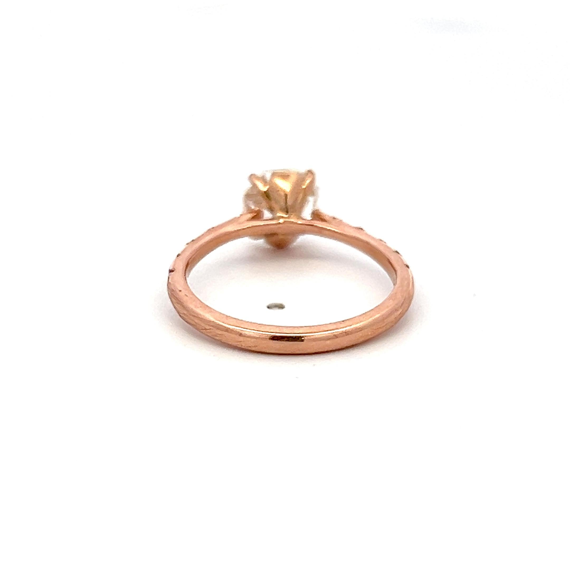 14K Rose Gold Engagement Ring 1.75 Carat Octagonal & Round Diamonds J SI2 GIA