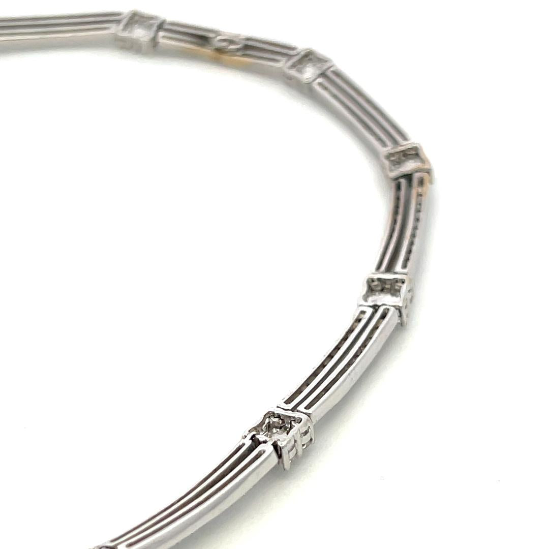 Vintage 18K White Gold Link Necklace with 5 Carat Round F-SI Diamonds
