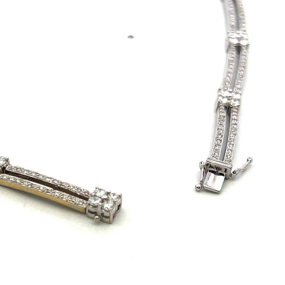Vintage 18K White Gold Link Necklace with 5 Carat Round F-SI Diamonds