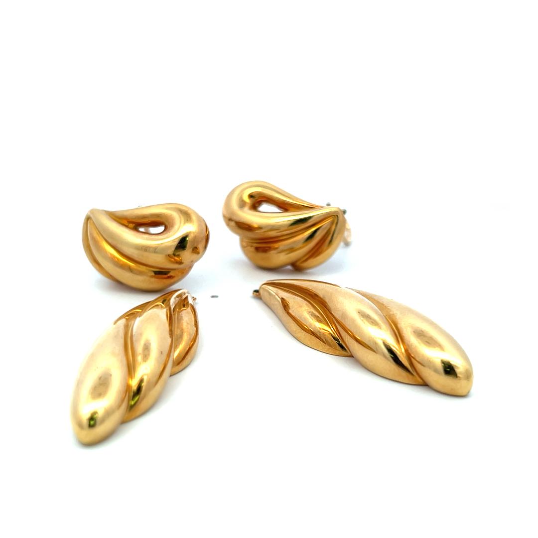 Vintage 18K Yellow Gold Bold Dangling Earrings 2.96 Inch 43.49 Grams