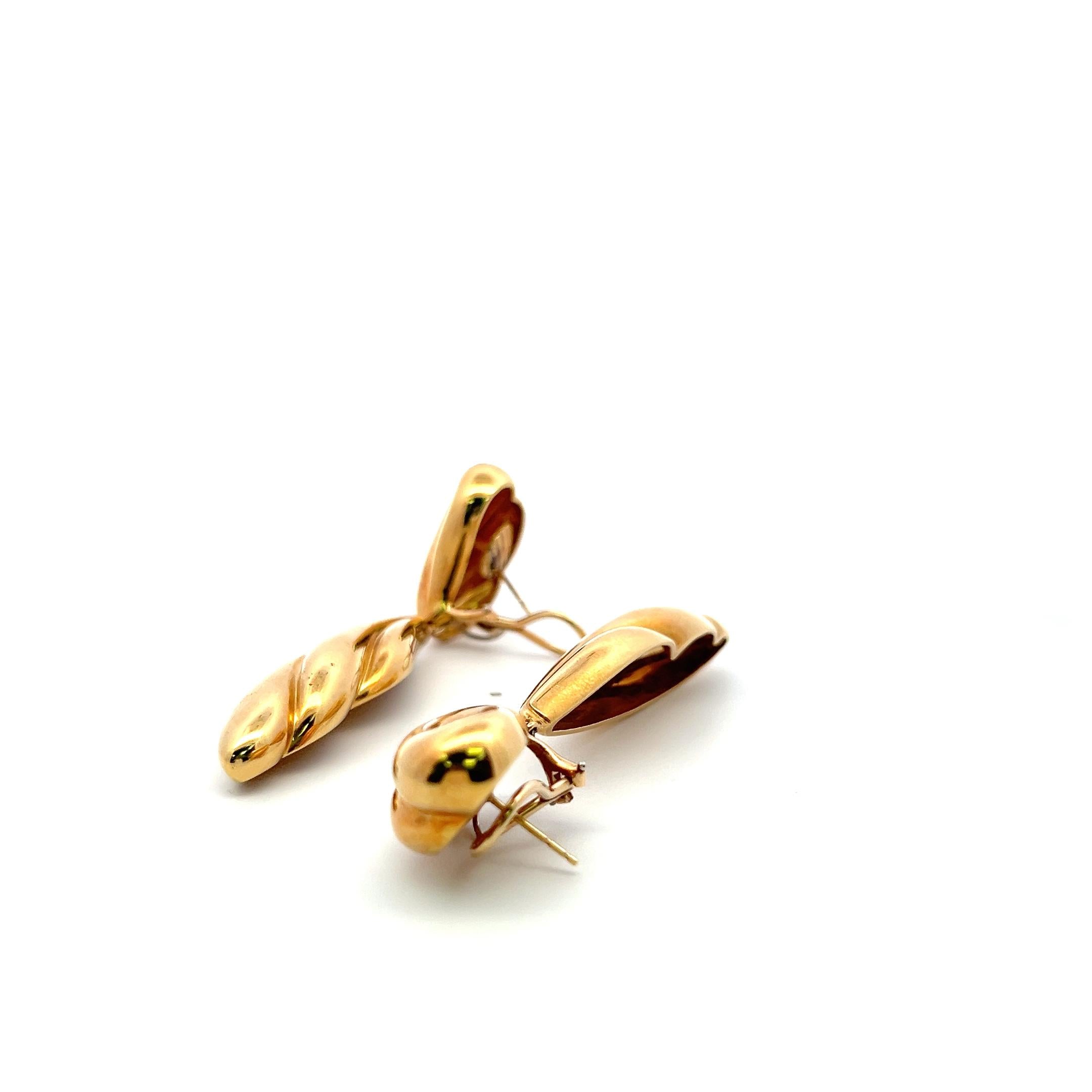 Vintage 18K Yellow Gold Bold Dangling Earrings 2.96 Inch 43.49 Grams