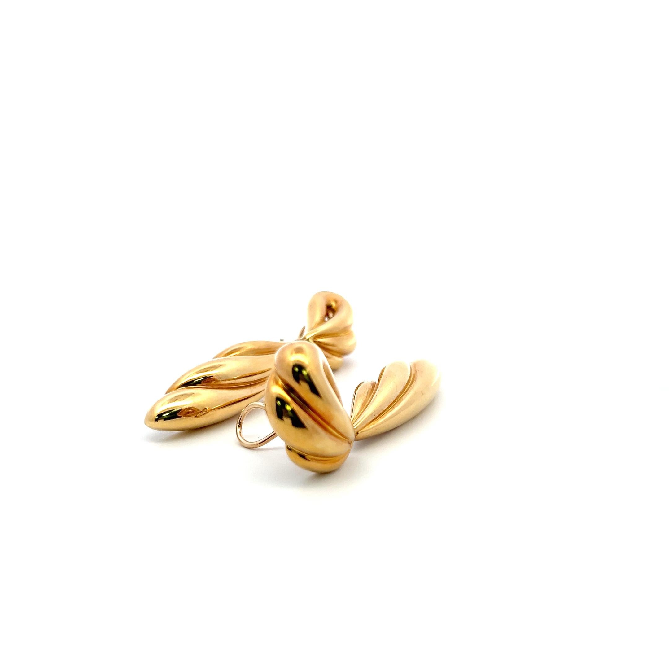 Vintage 18K Yellow Gold Bold Dangling Earrings 2.96 Inch 43.49 Grams